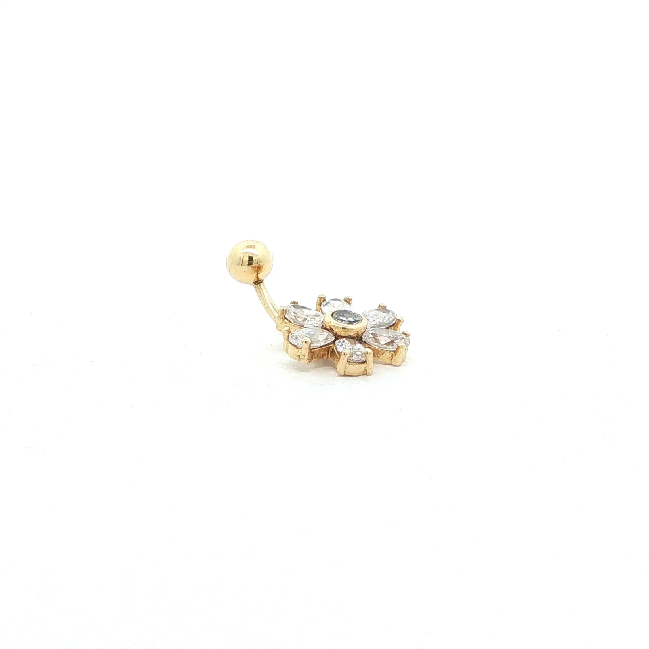 Bauchnabelpiercing Gelbgold mit Zirkonia Bauchnabelpiercing Gelbgold mit Zirkonia
