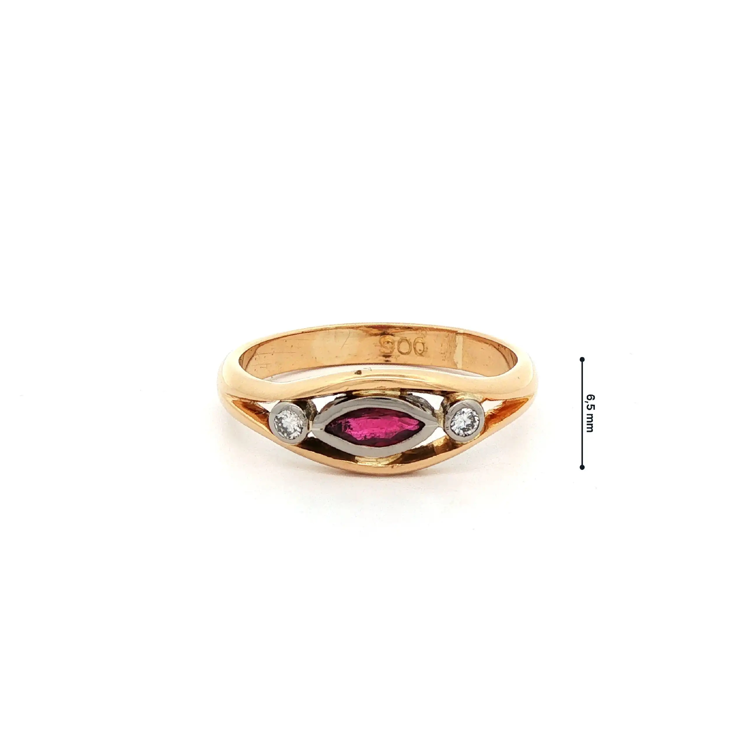 Ring Bicolor mit Rubin und Brillanten