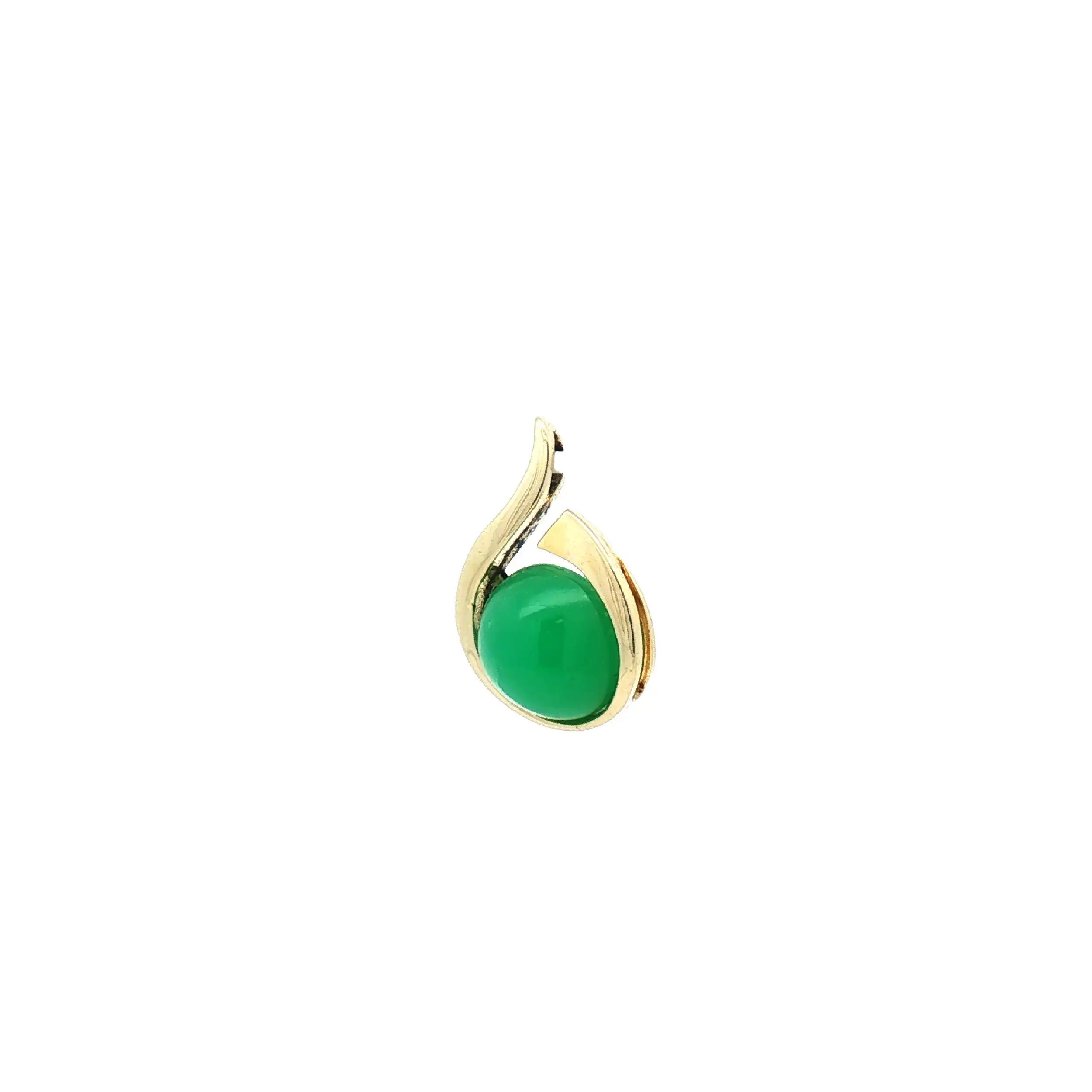 Anhänger Gelbgold mit grünen Farbstein Cabochon