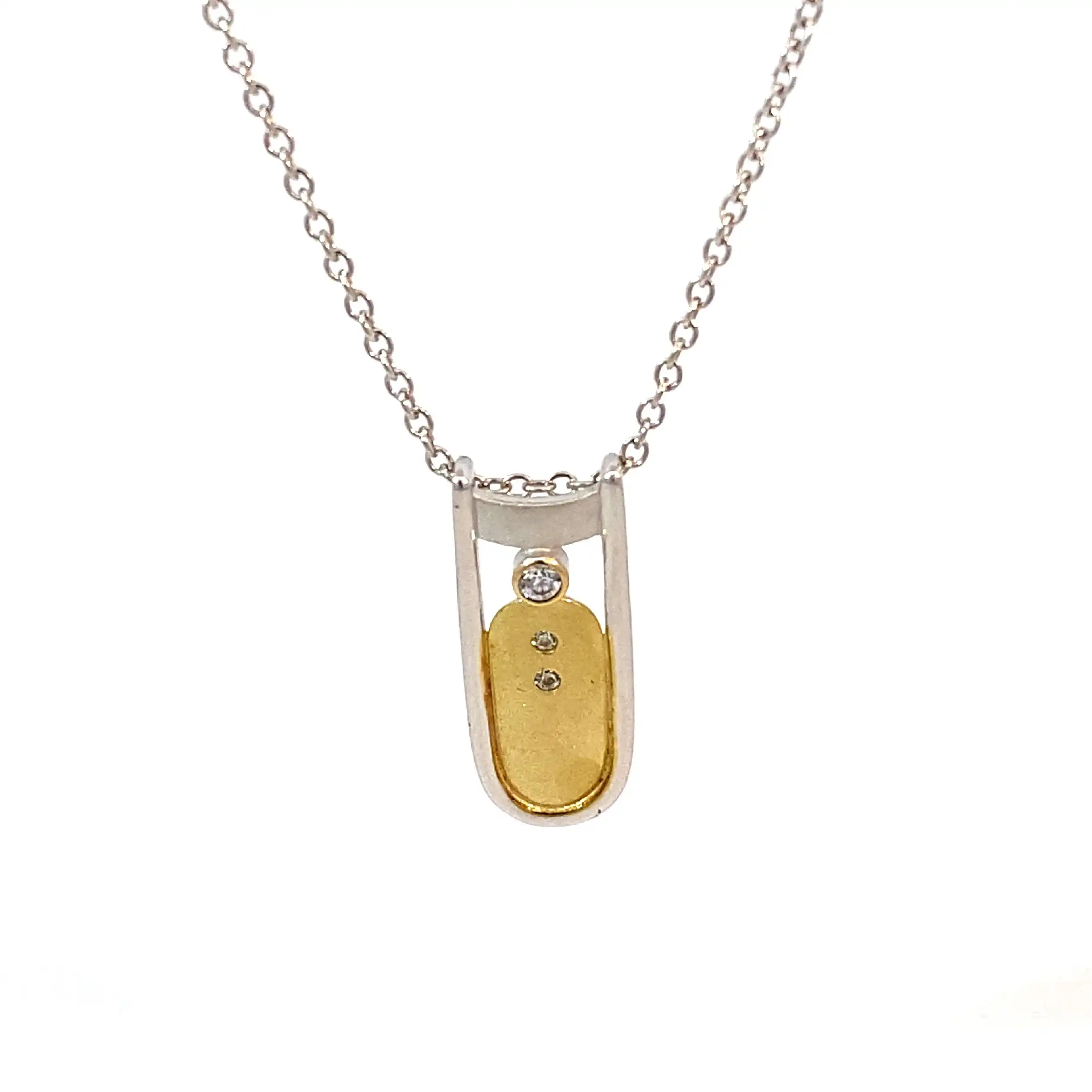 Ankerkette Weißgold mit Anhänger Bicolor mit Zirkonia Ankerkette Weißgold mit Anhänger Bicolor mit Zirkonia