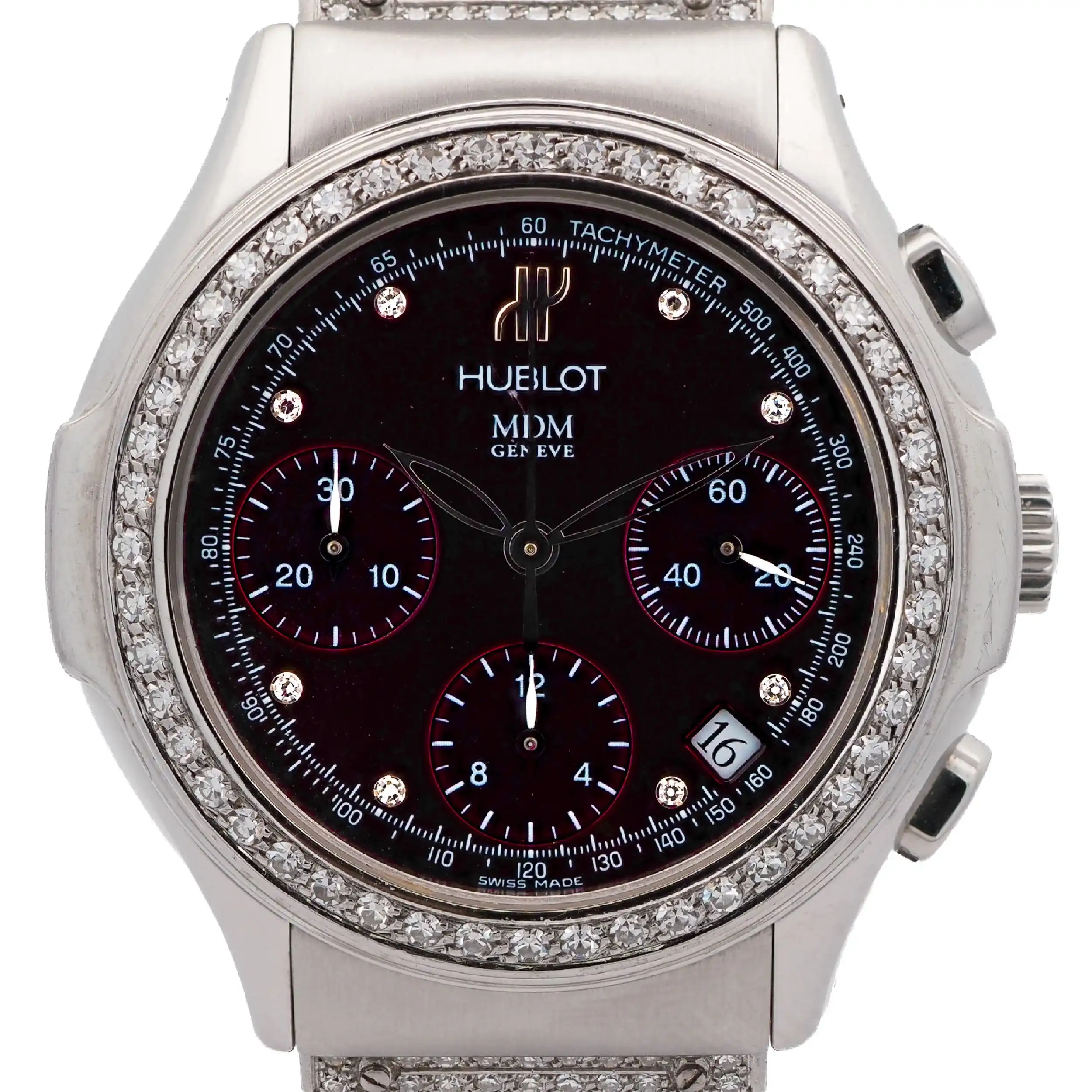Herrenuhr Hublot MDM Chronograph 40mm dunkelrotes Ziffernblatt Ref.1810.1.054