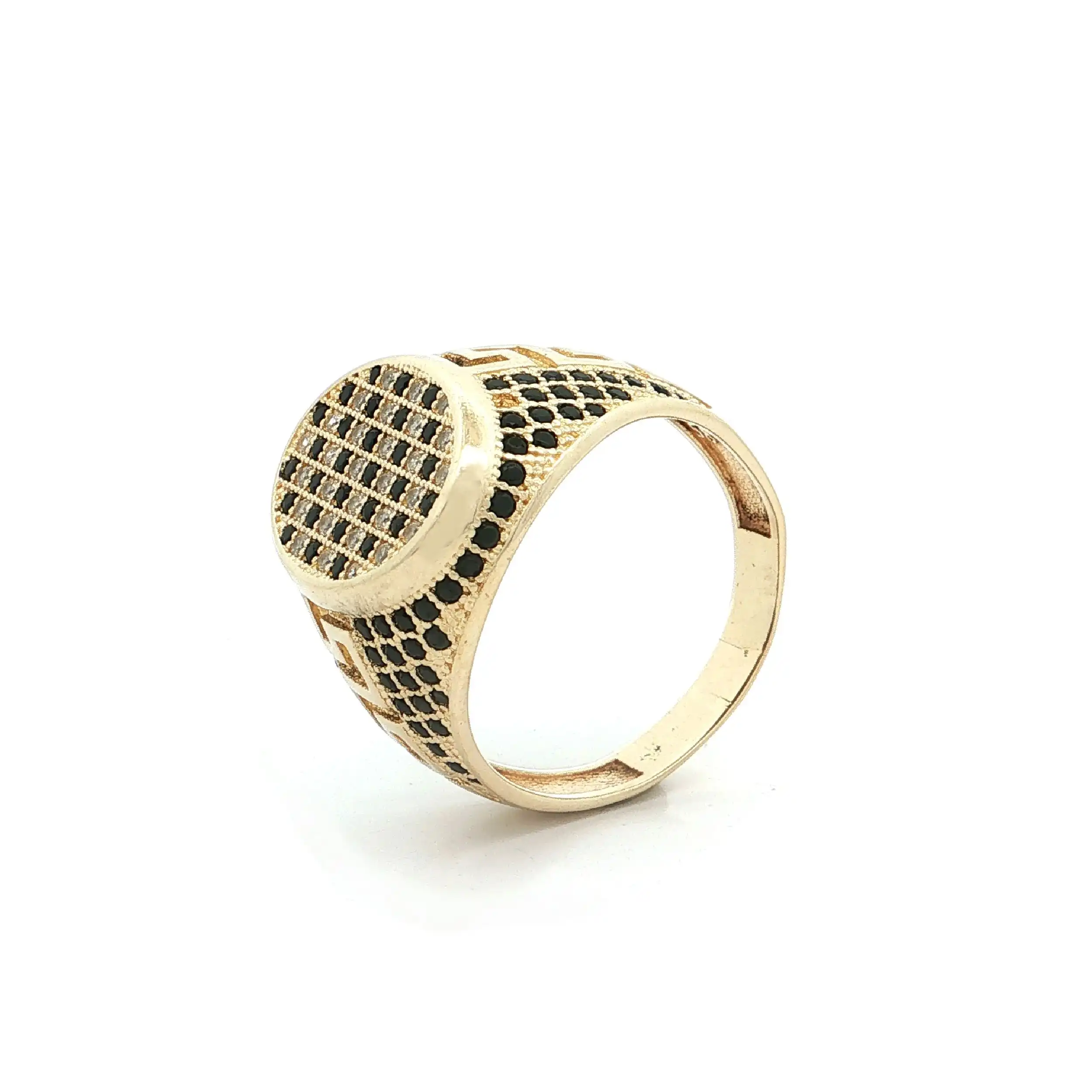 Ring Gelbgold mit Zirkonia und schwarzen Farbsteinen Ring Gelbgold mit Zirkonia und schwarzen Farbsteinen