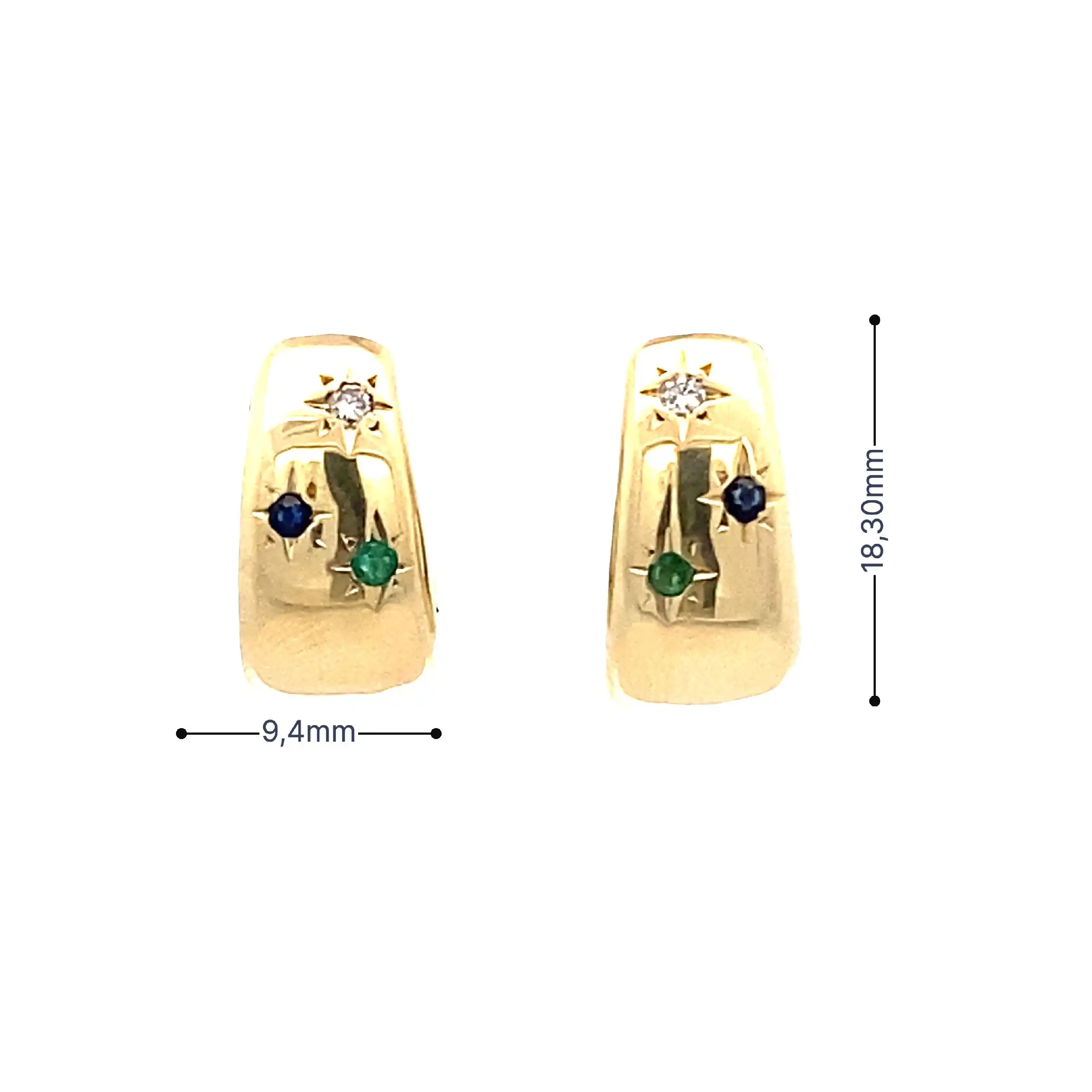 Creolen Gelbgold mit Brillanten und diversen Farbsteinen Creolen Gelbgold mit Brillanten und diversen Farbsteinen