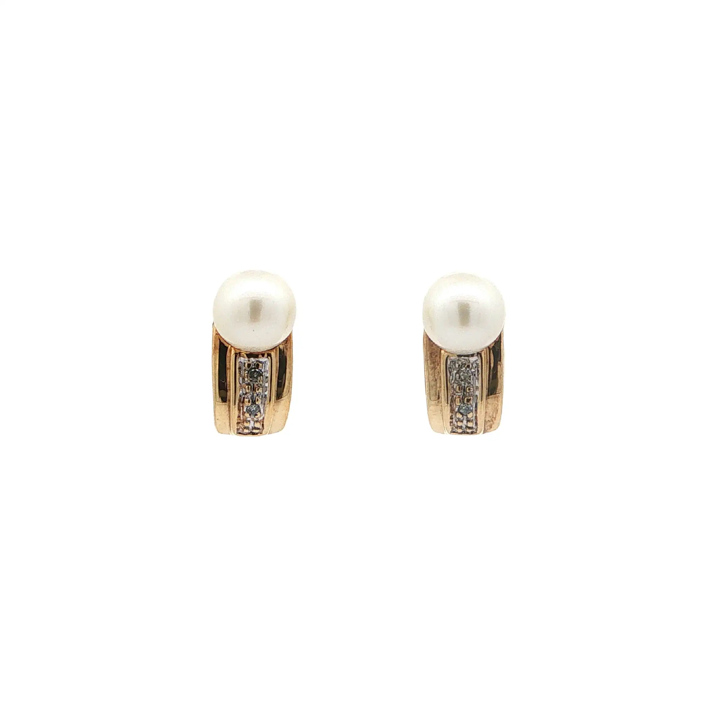 Ohrsteker Gelbgold mit Perle & Diamanten