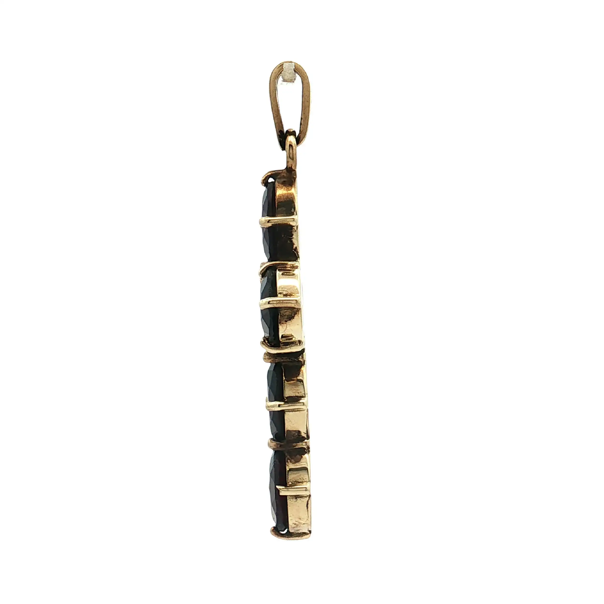 Kreuzanhänger Gelbgold mit Granat