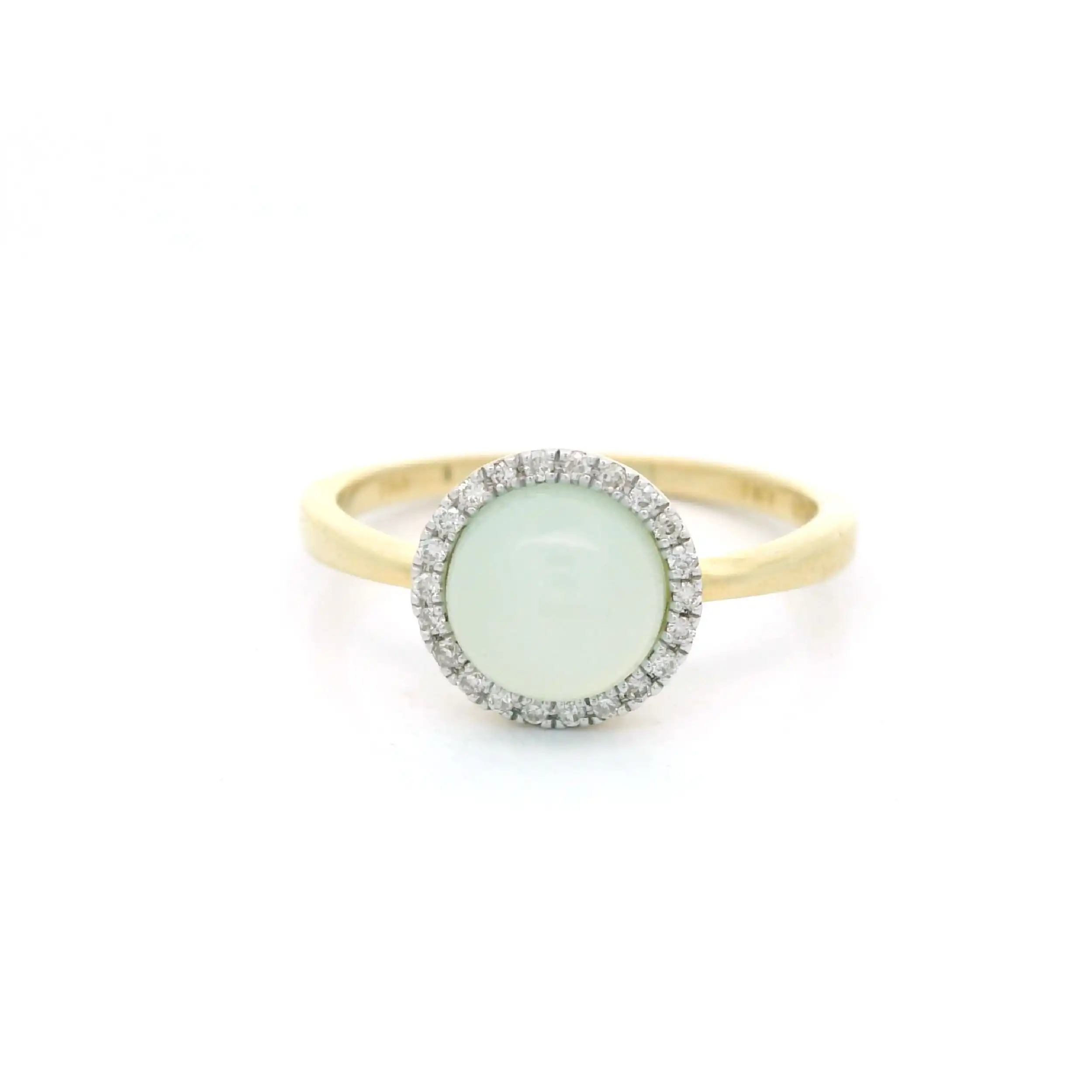 Ring Gelbgold mit Chalcedon Cabochon und Brillanten