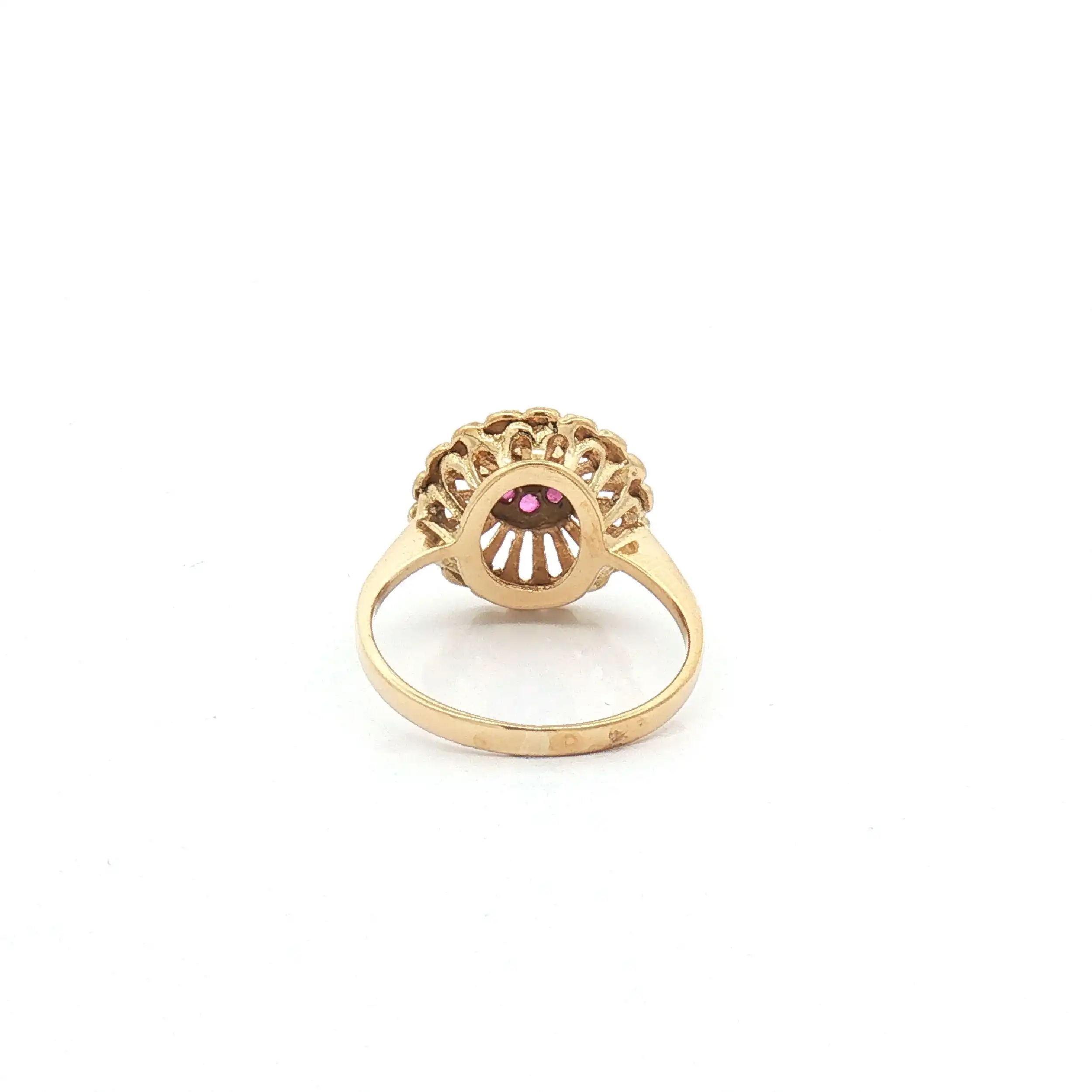 Ring Gelbgold rund mit rosa Farbsteinen