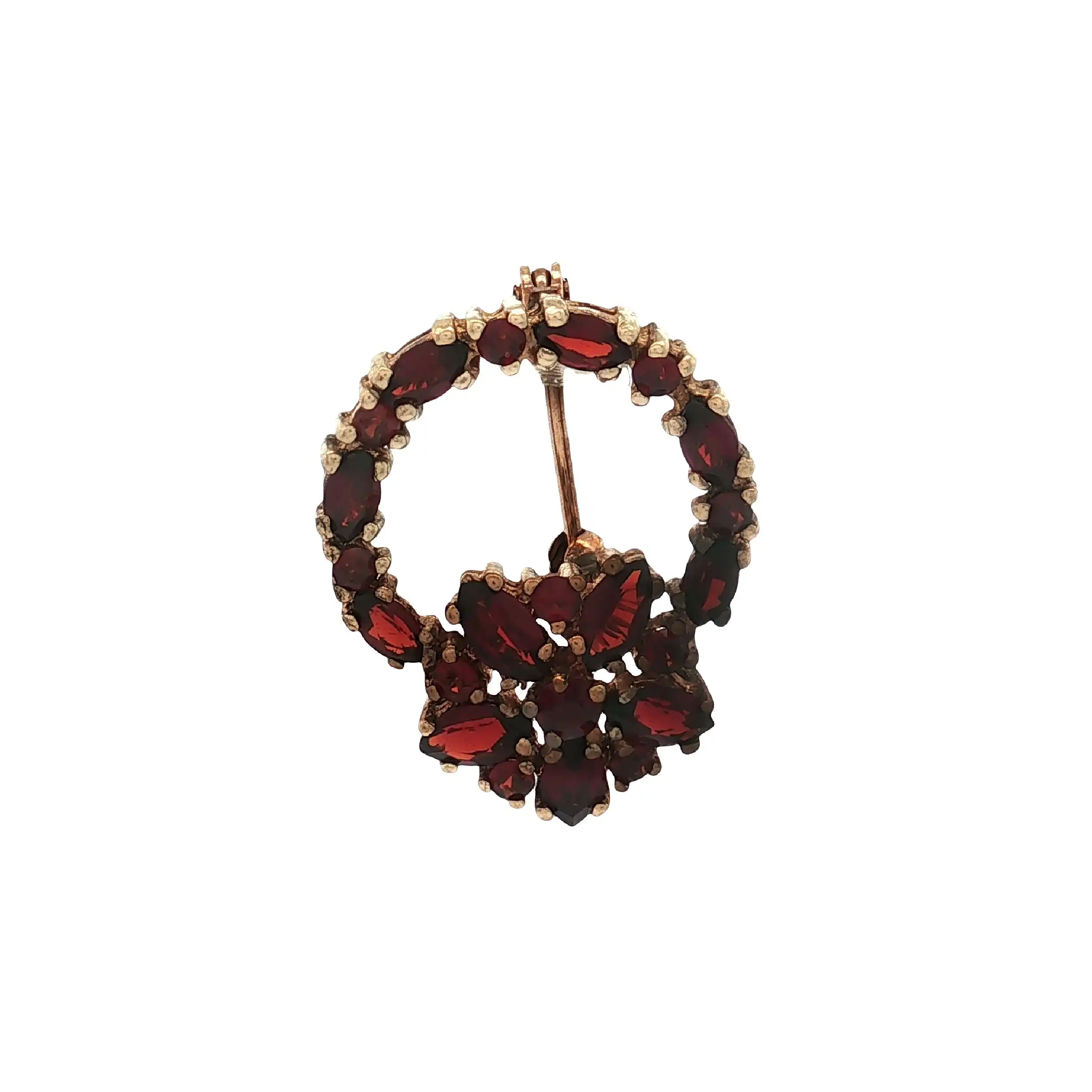 Brosche / Nadel Gelbgold mit Granat