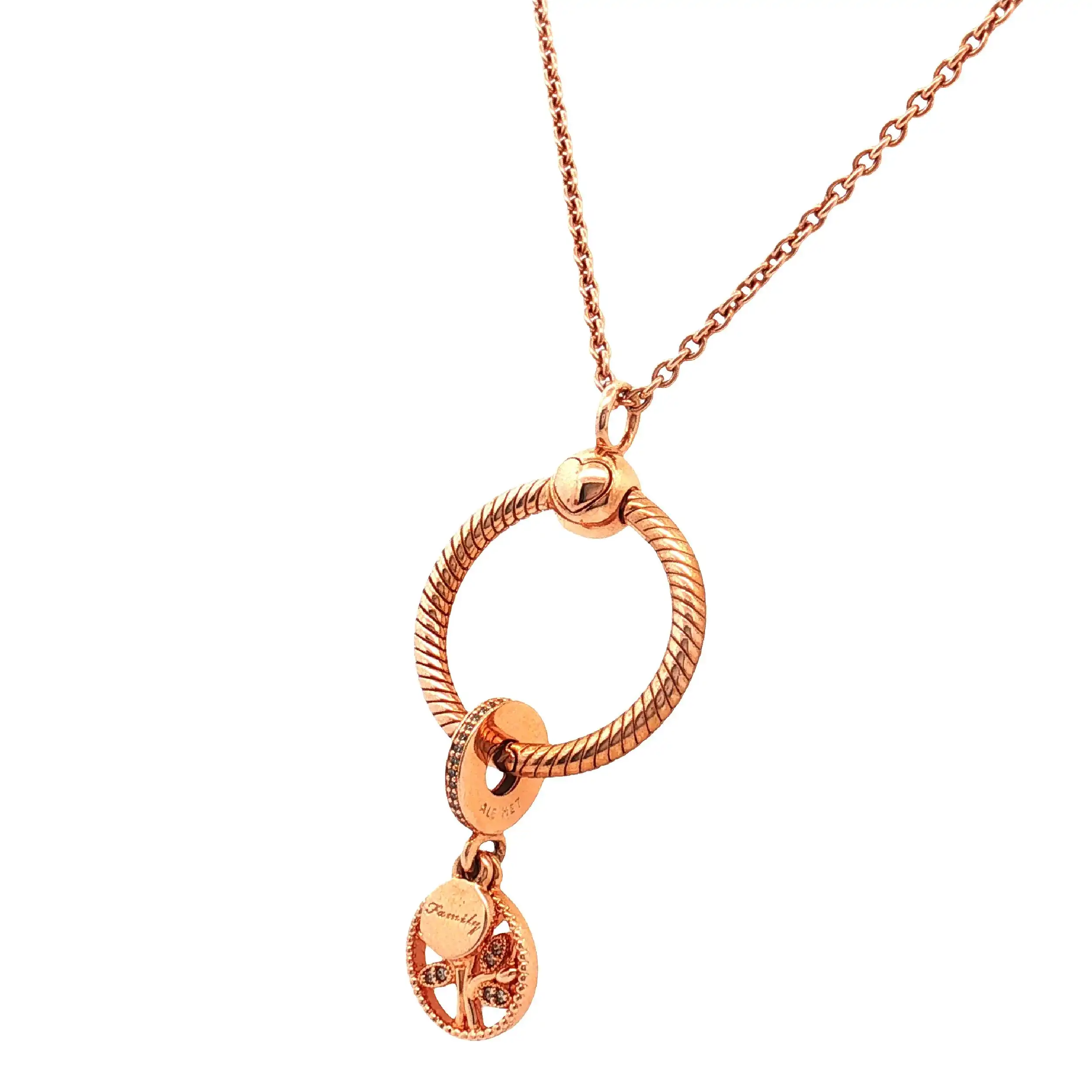 Kette Pandora mit Anhänger "Family" vergoldet Kette Pandora mit Anhänger "Family" vergoldet