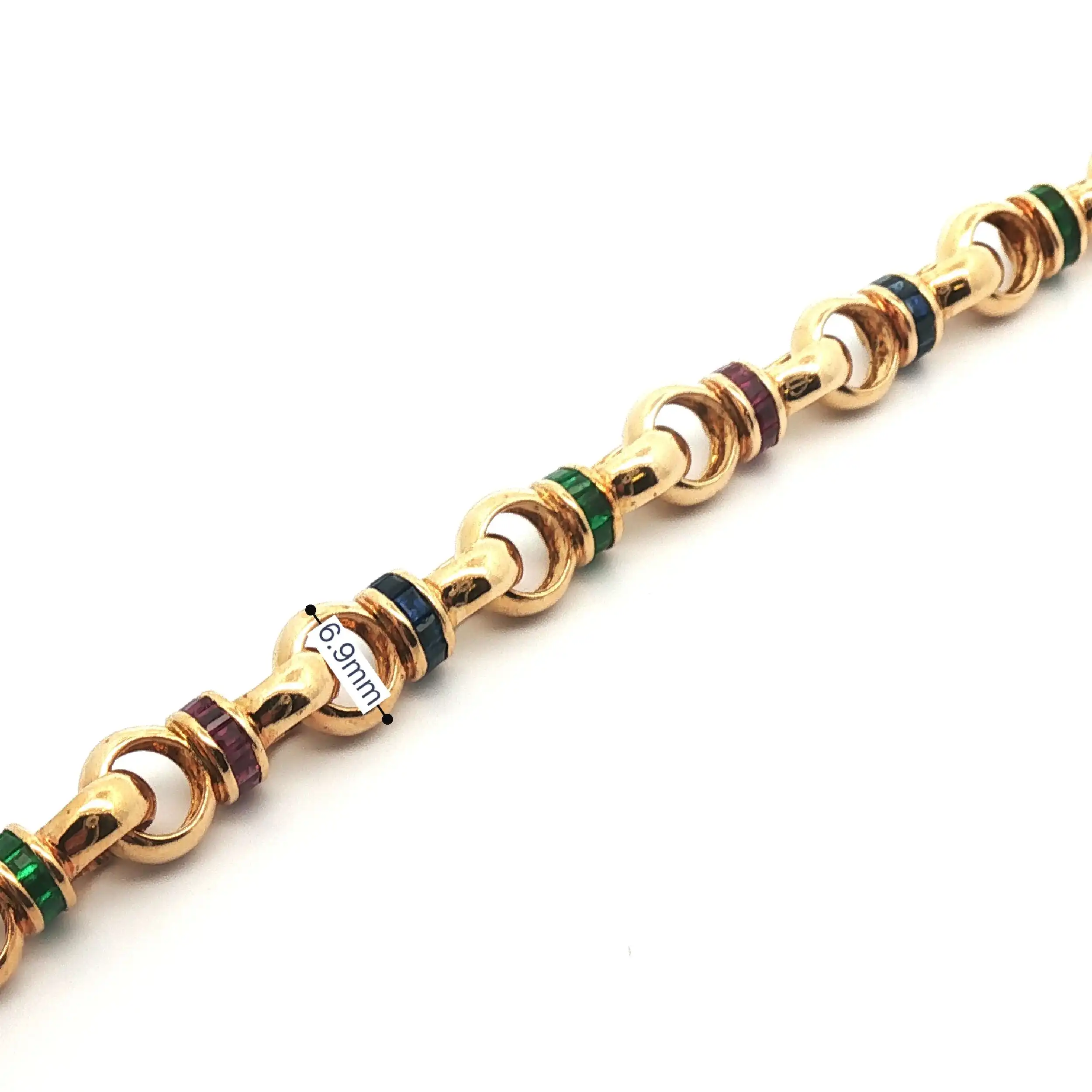 Erbsarmband Gelbgold mit Rubin, Smaragd und Saphiren Erbsarmband Gelbgold mit Rubin, Smaragd und Saphiren