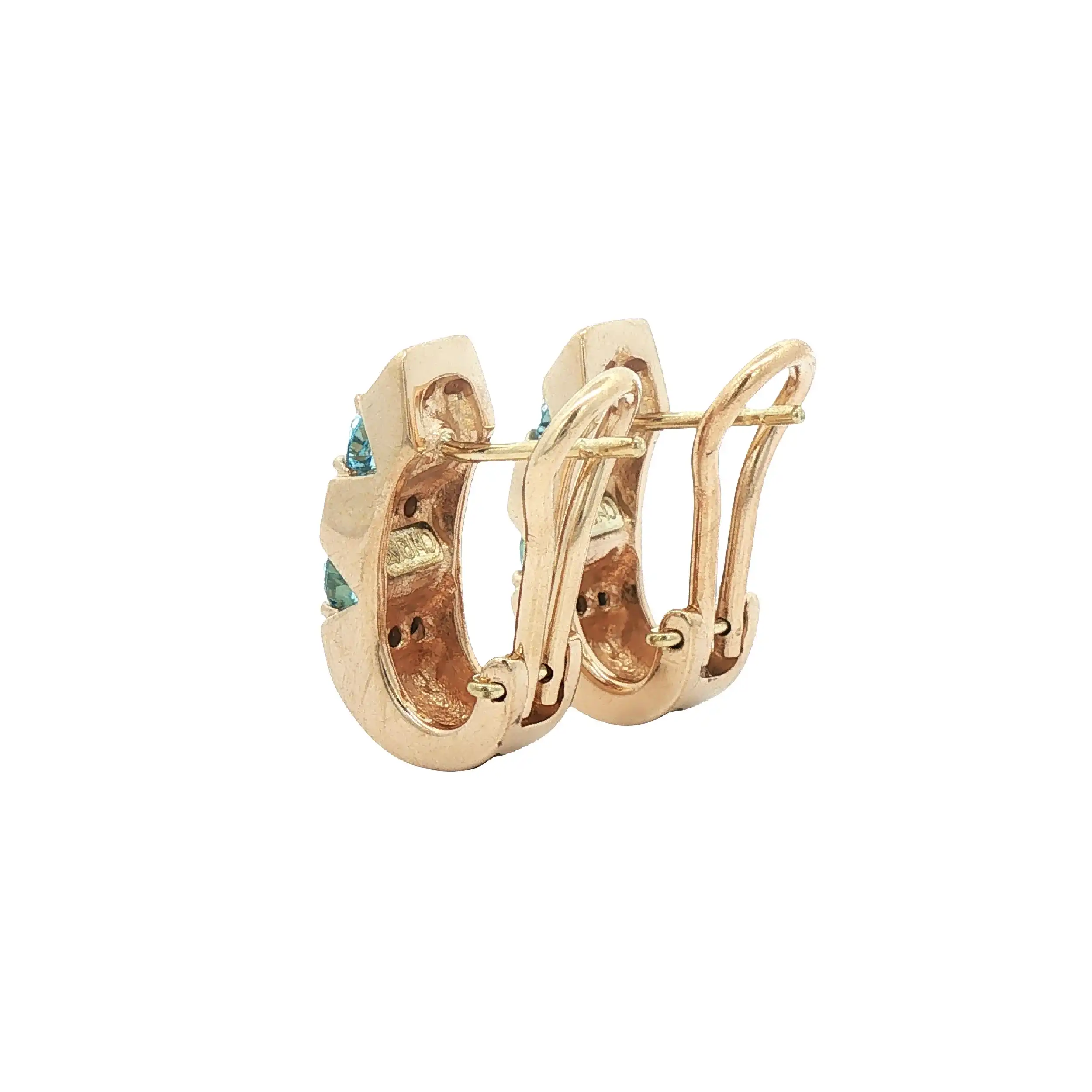 Ohrclips Gelbgold mit Brillanten und Aquamarin