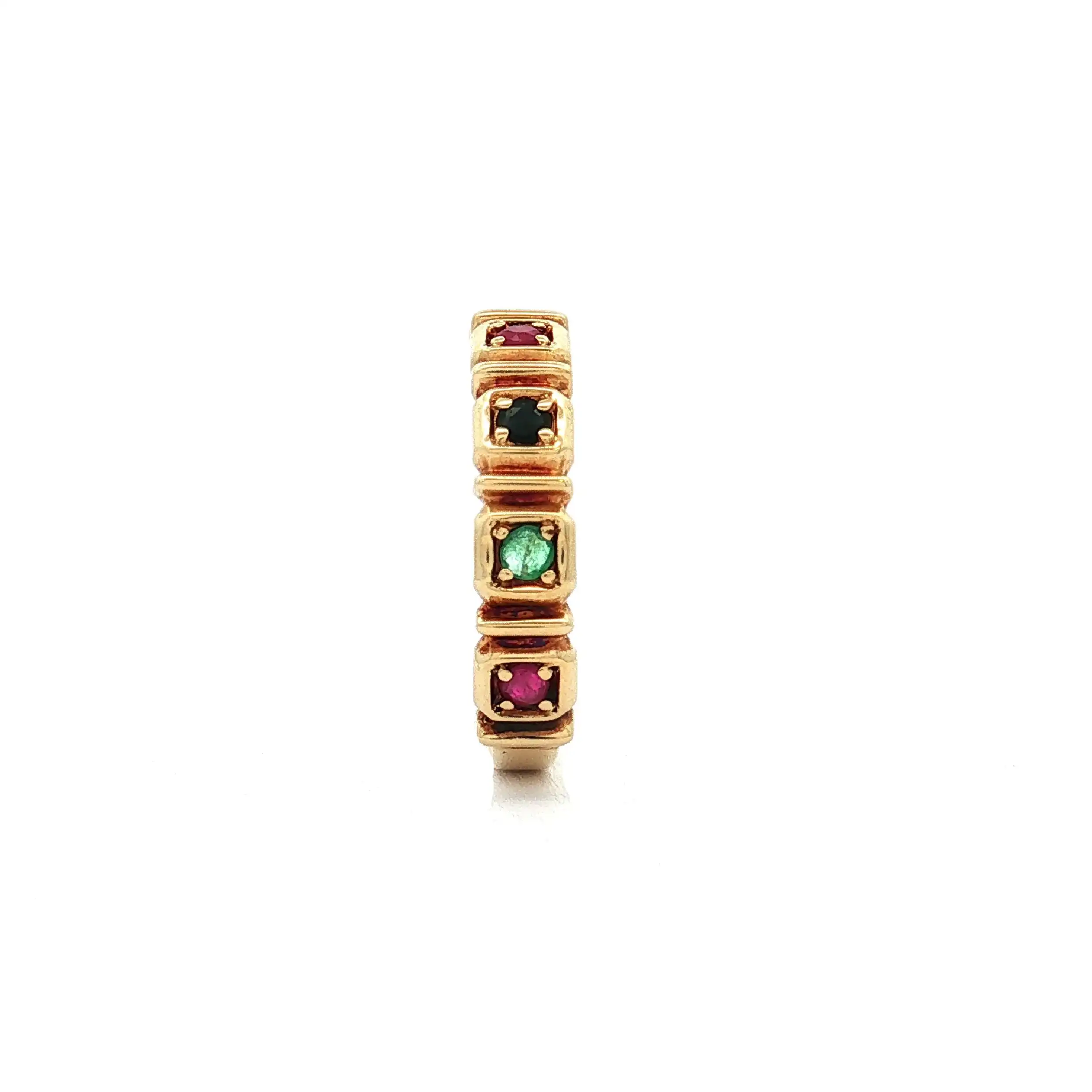 Ring Gelbgold mit Saphir, Smaragden und Rubinen