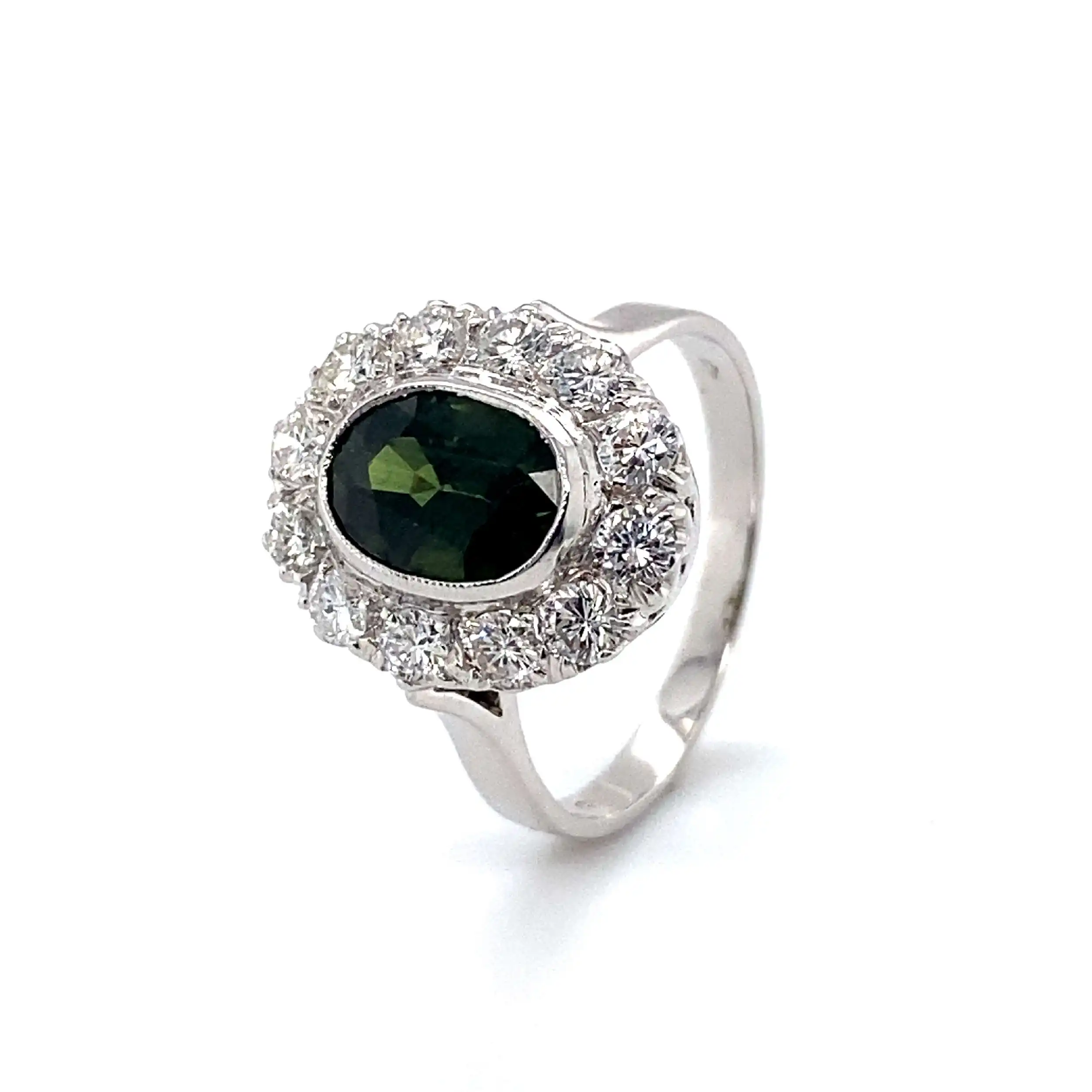 Ring Weißgold mit Turmalin und Brillanten Ring Weißgold mit Turmalin und Brillanten