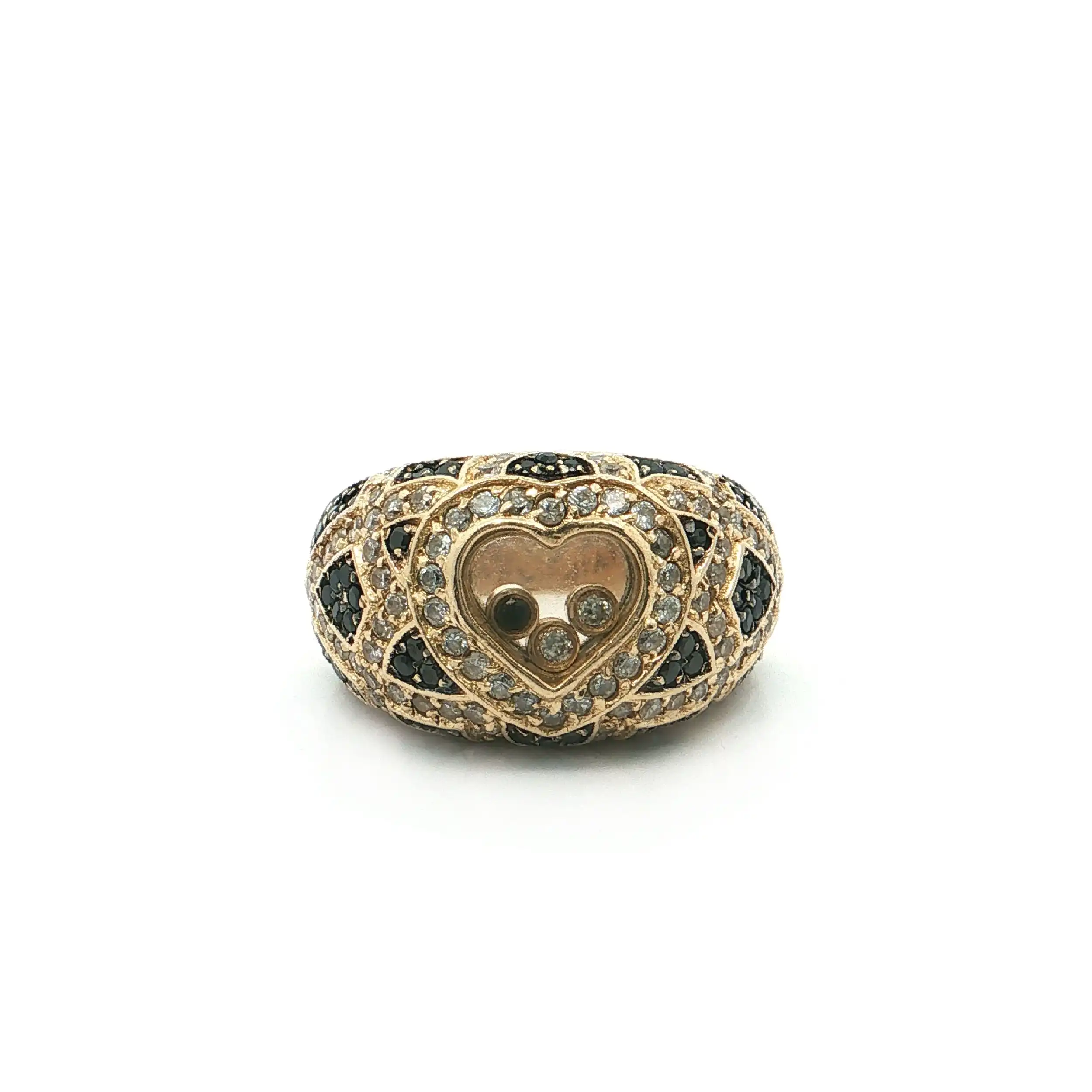 Ring Gelbgold mit schwarzen und weißen Zirkonia
