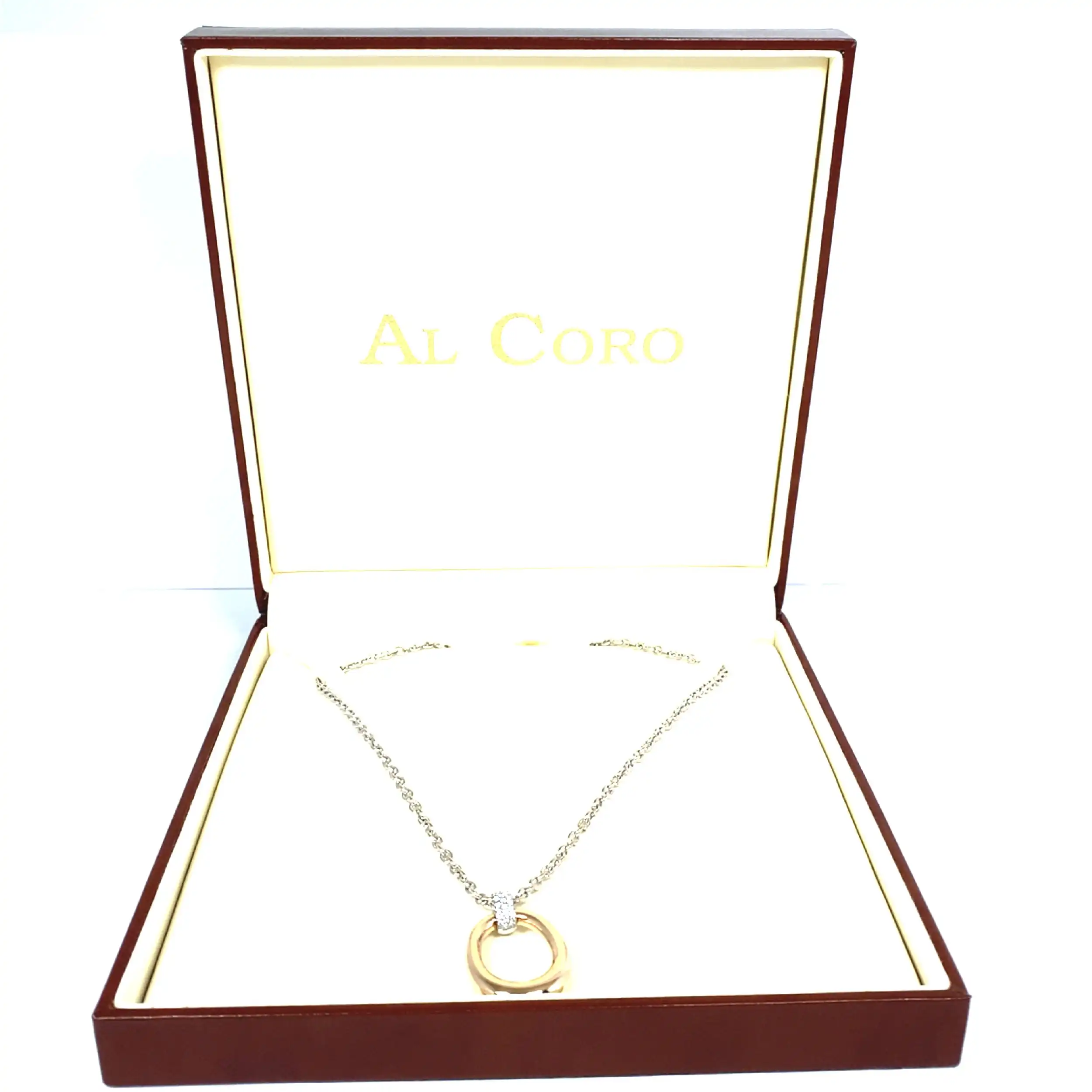 Kette Weißgold mit Anhänger Rosegold Al Coro mit Brillanten Kette Weißgold mit Anhänger Rosegold Al Coro mit Brillanten