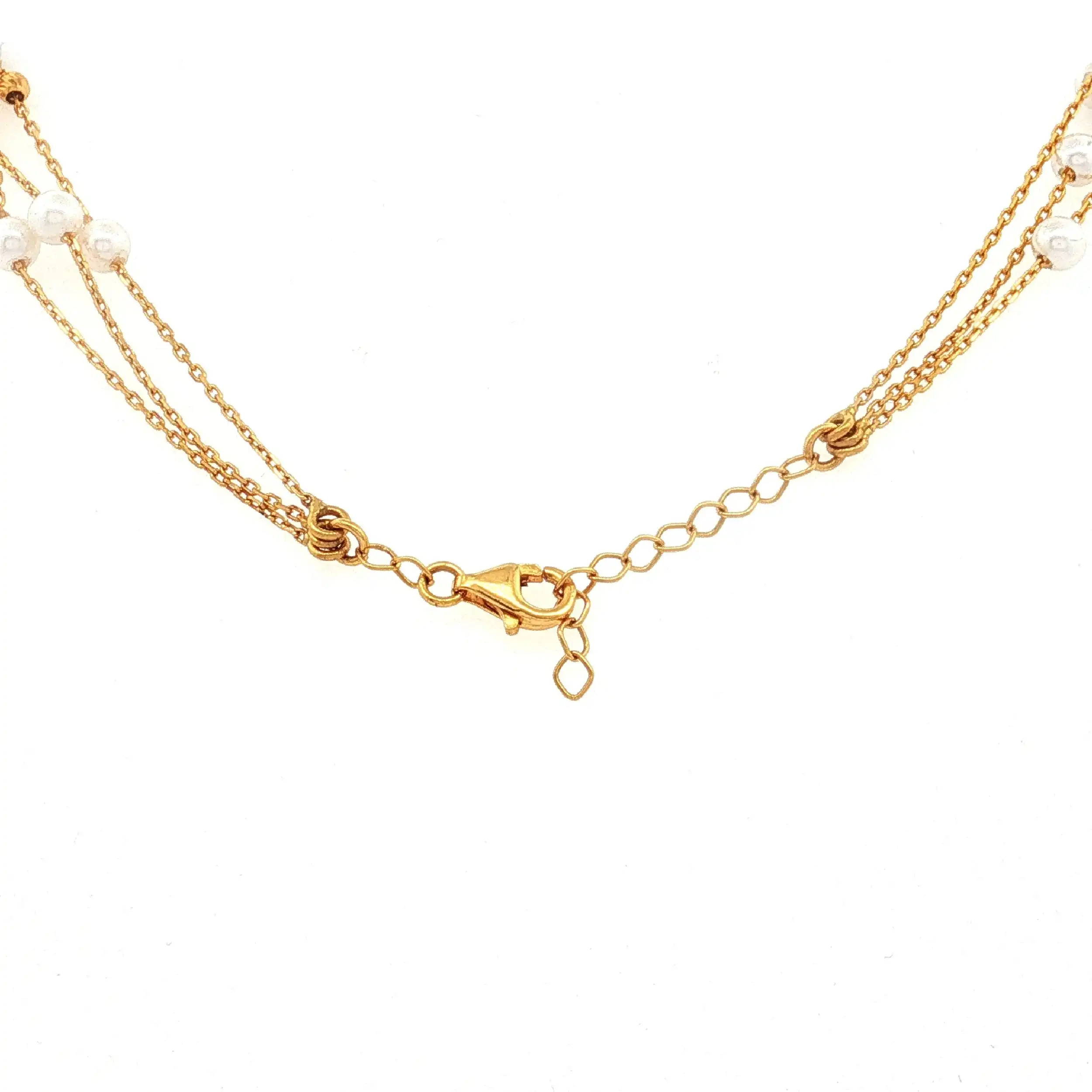 Kette Gelbgold 3-reihig mit Perlen