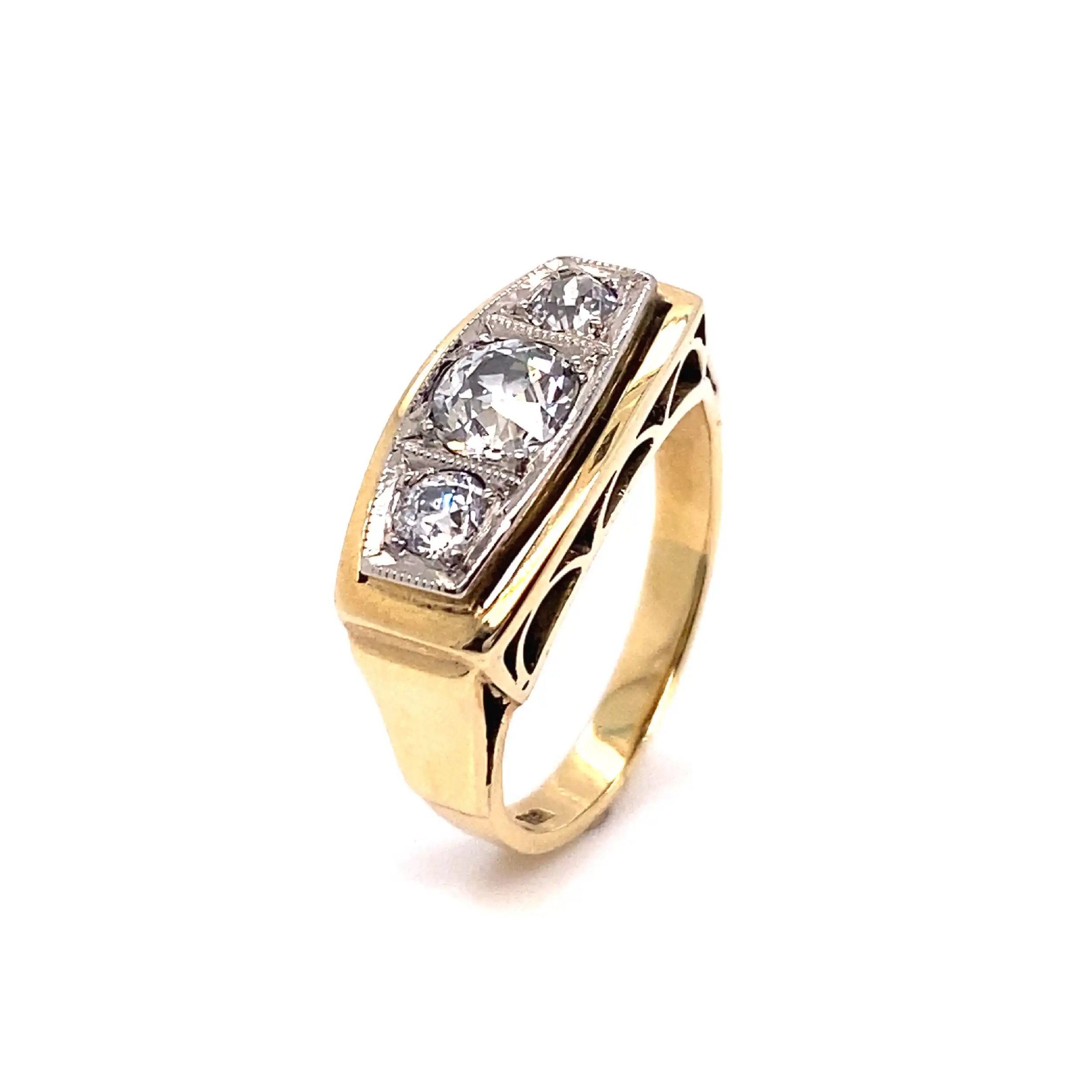 Ring Bicolor mit 3 Altschliff Diamanten Ring Bicolor mit 3 Altschliff Diamanten