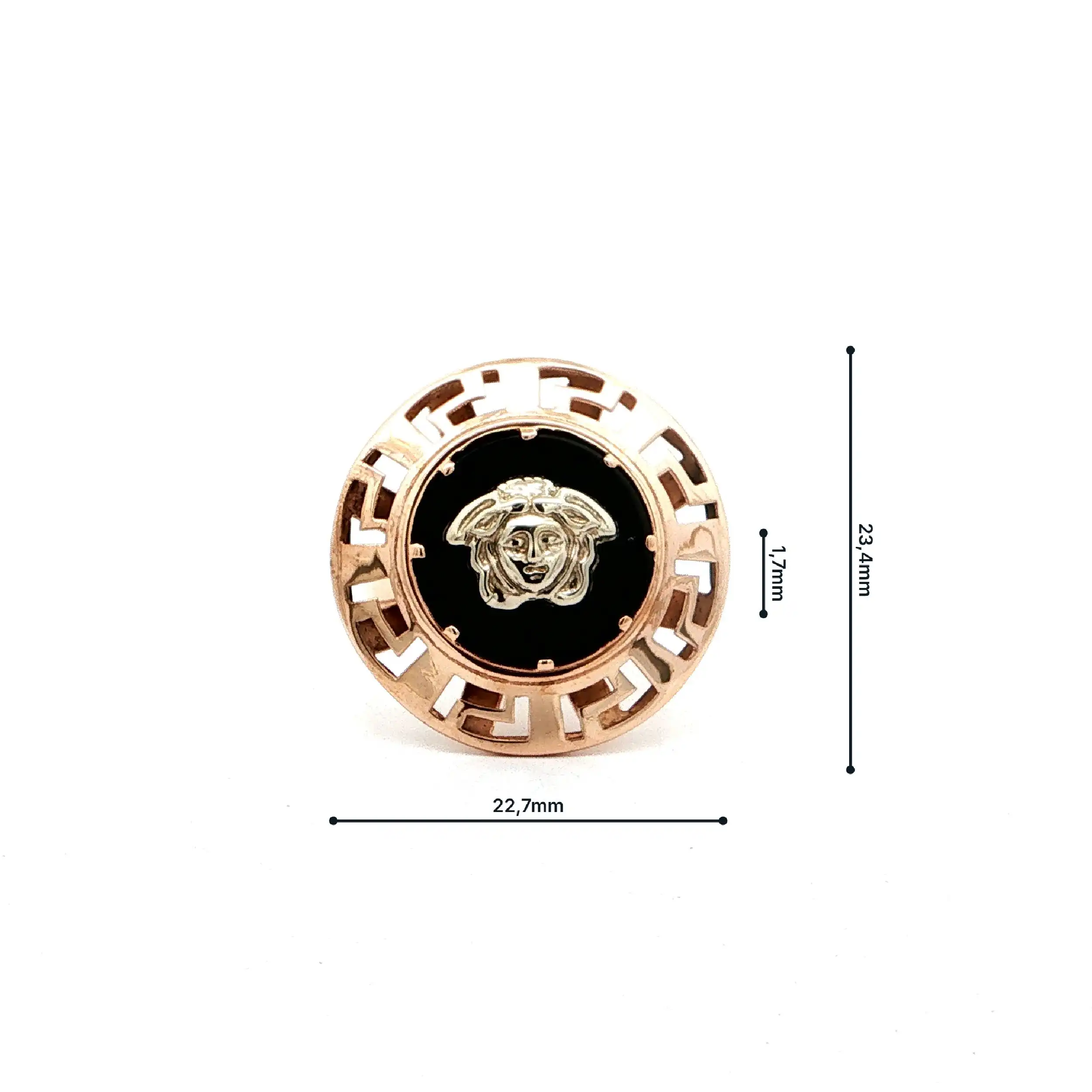 Ring Bicolor mit schwarzem Farbstein & Medusa Ring Bicolor mit schwarzem Farbstein & Medusa