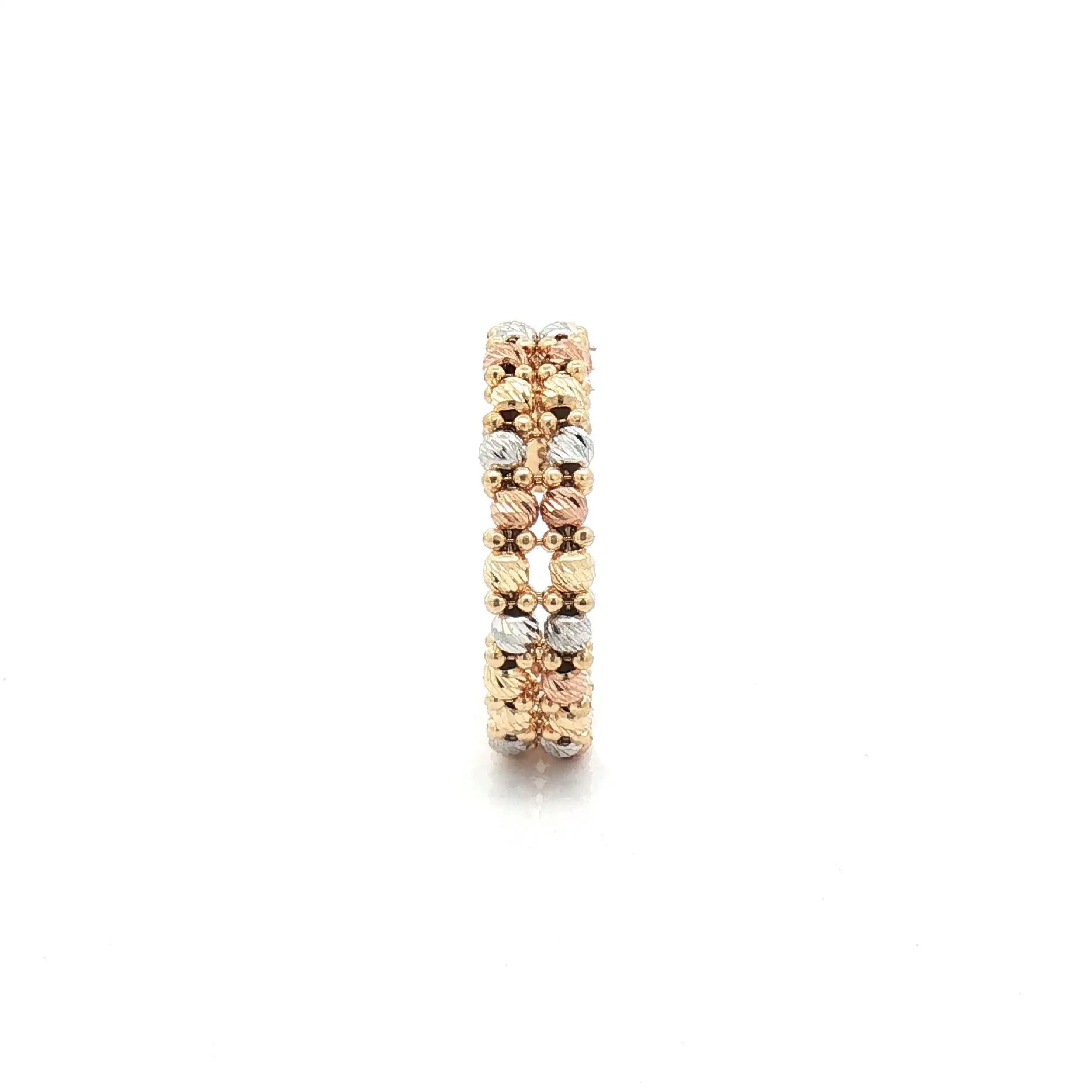 Ring Tricolor mit diamantierten Kugeln