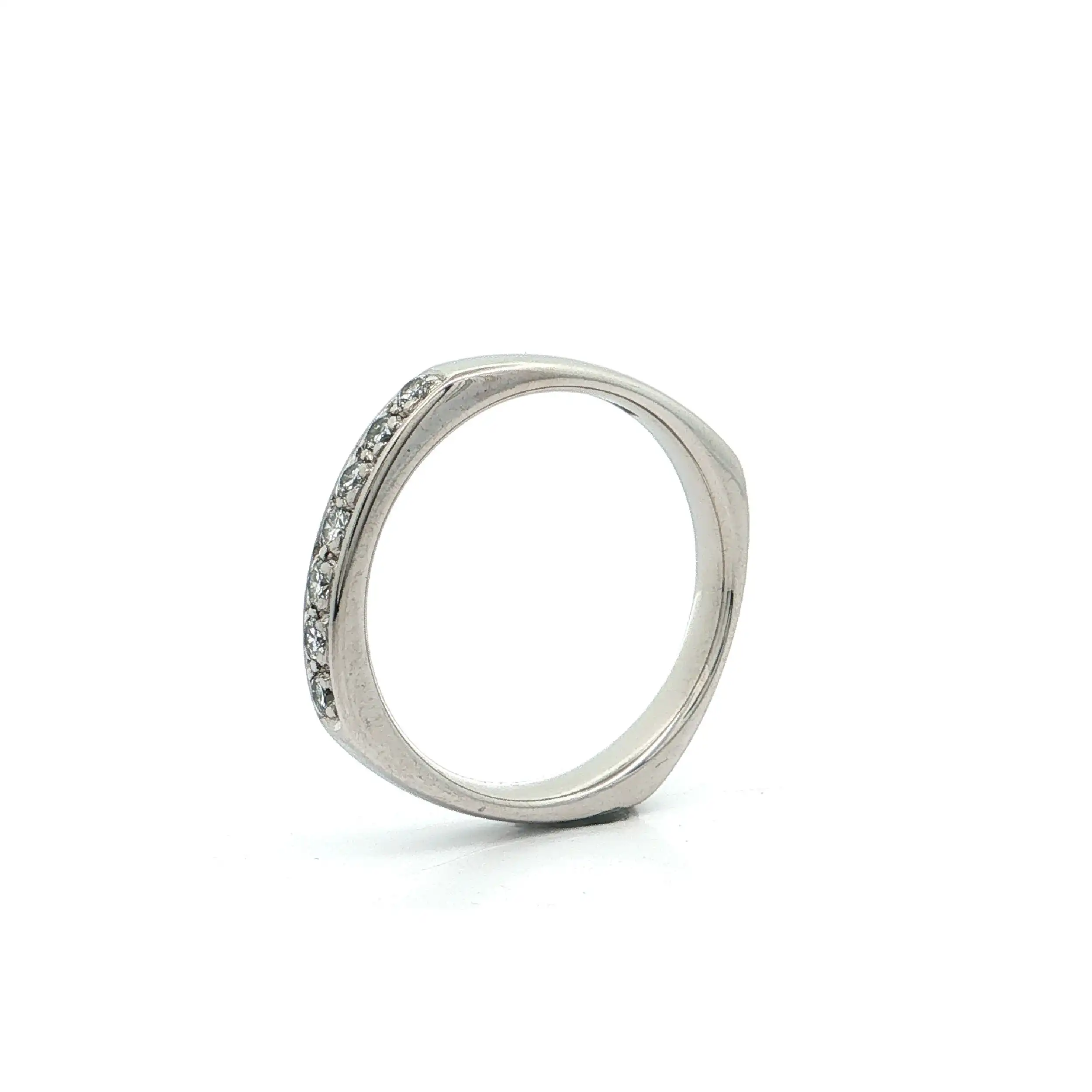 Halbmemoryring Weißgold mit Brillanten eckig "Niessing"