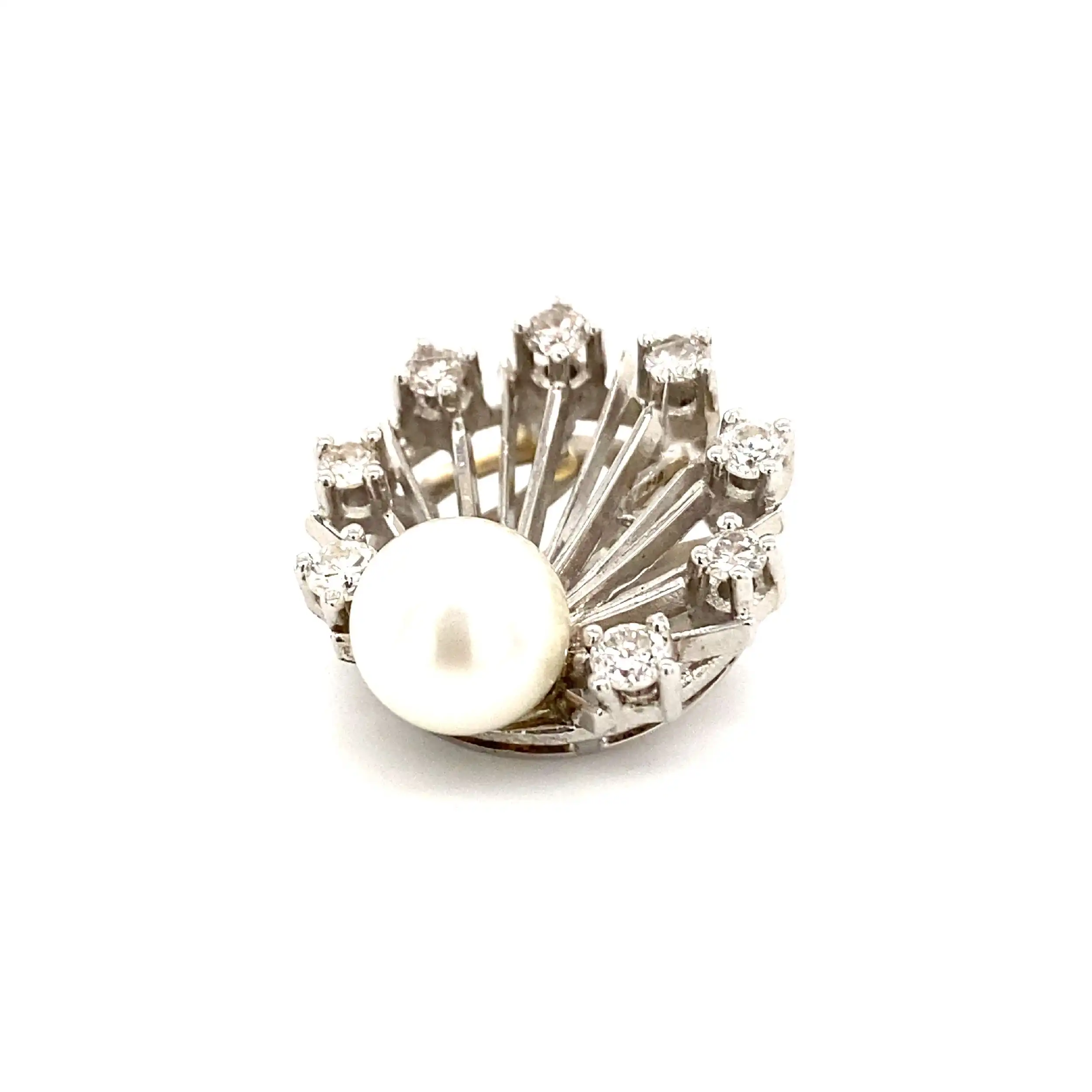 Anhänger Weißgold mit Perle & Brillanten, graviert mit 0,50ct.
