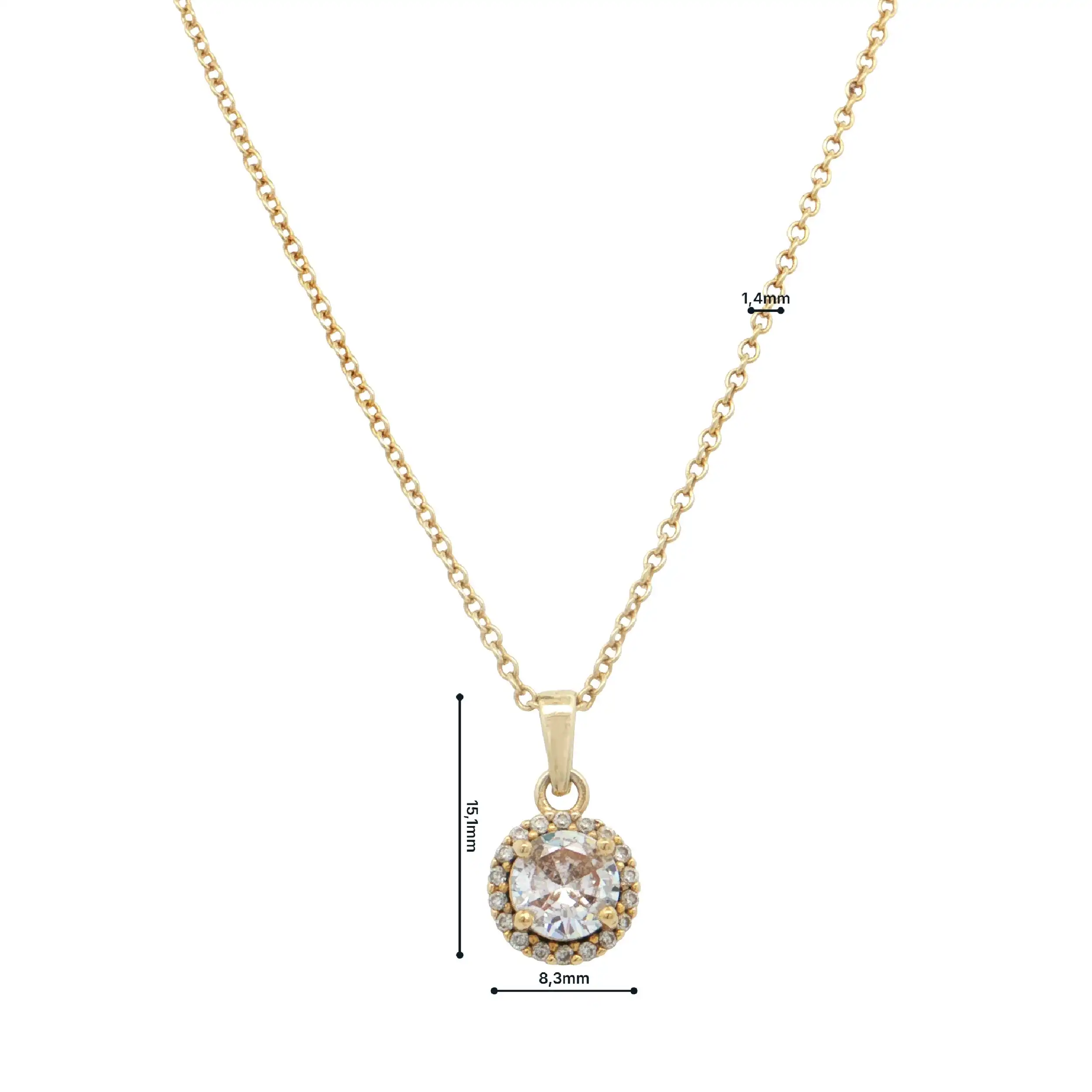 Kette Silber vergoldet mit Zirkonia Anhänger