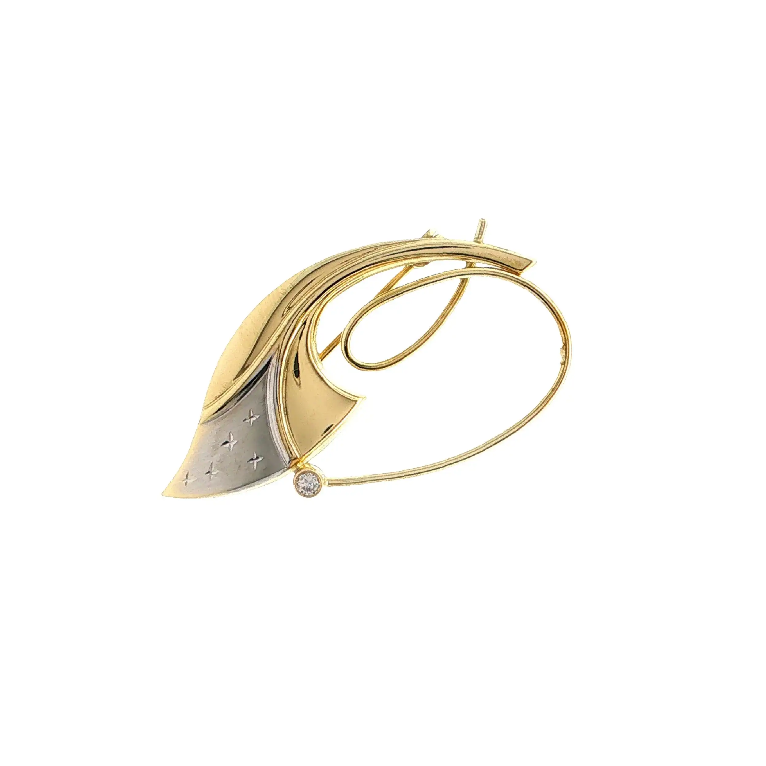 Brosche / Nadel Bicolor mit Zirkonia