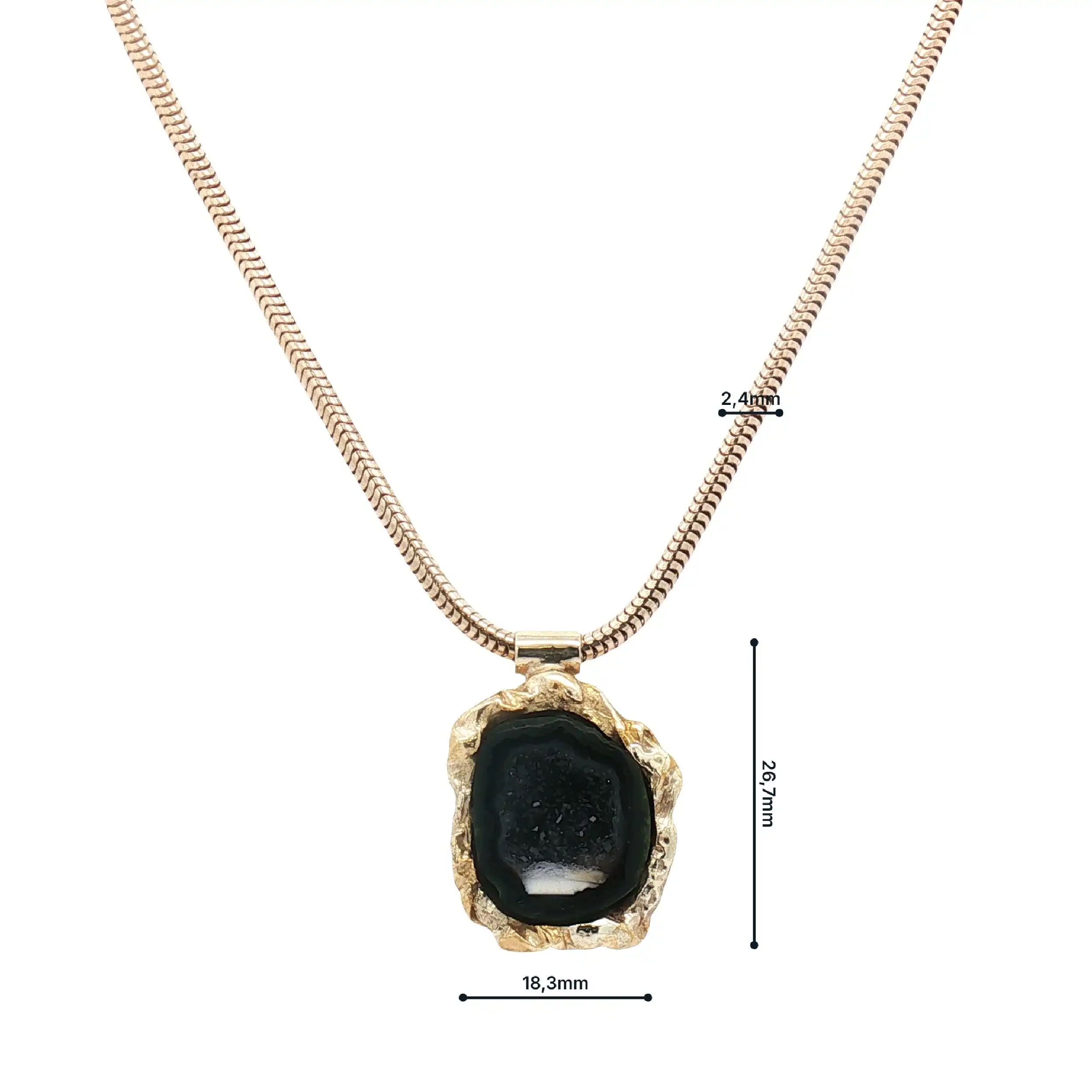 Schlangenkette Gelbgold mit Anhänger und Achat Druse Schlangenkette Gelbgold mit Anhänger und Achat Druse