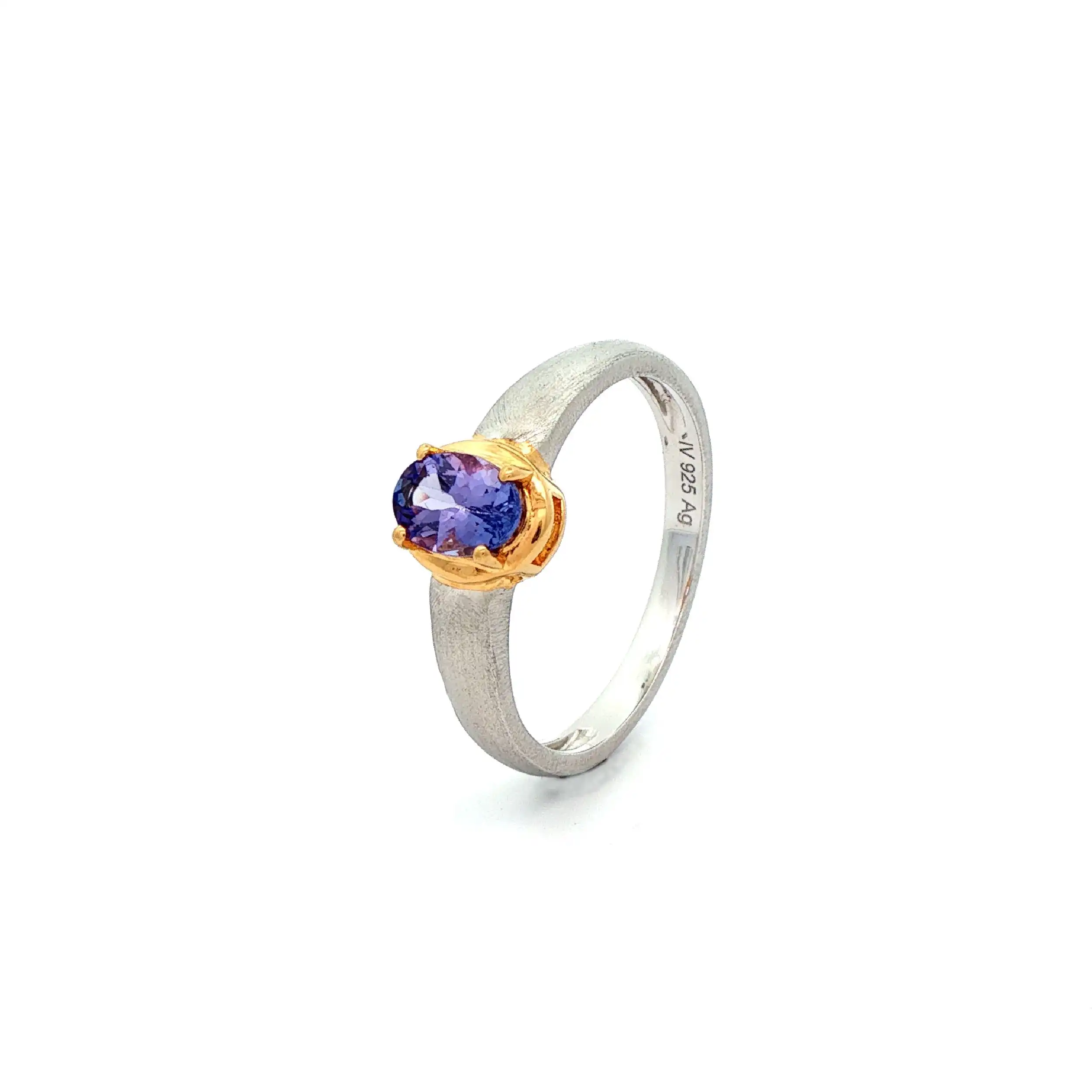 Ring Bicolor mattiert mit lila Farbstein