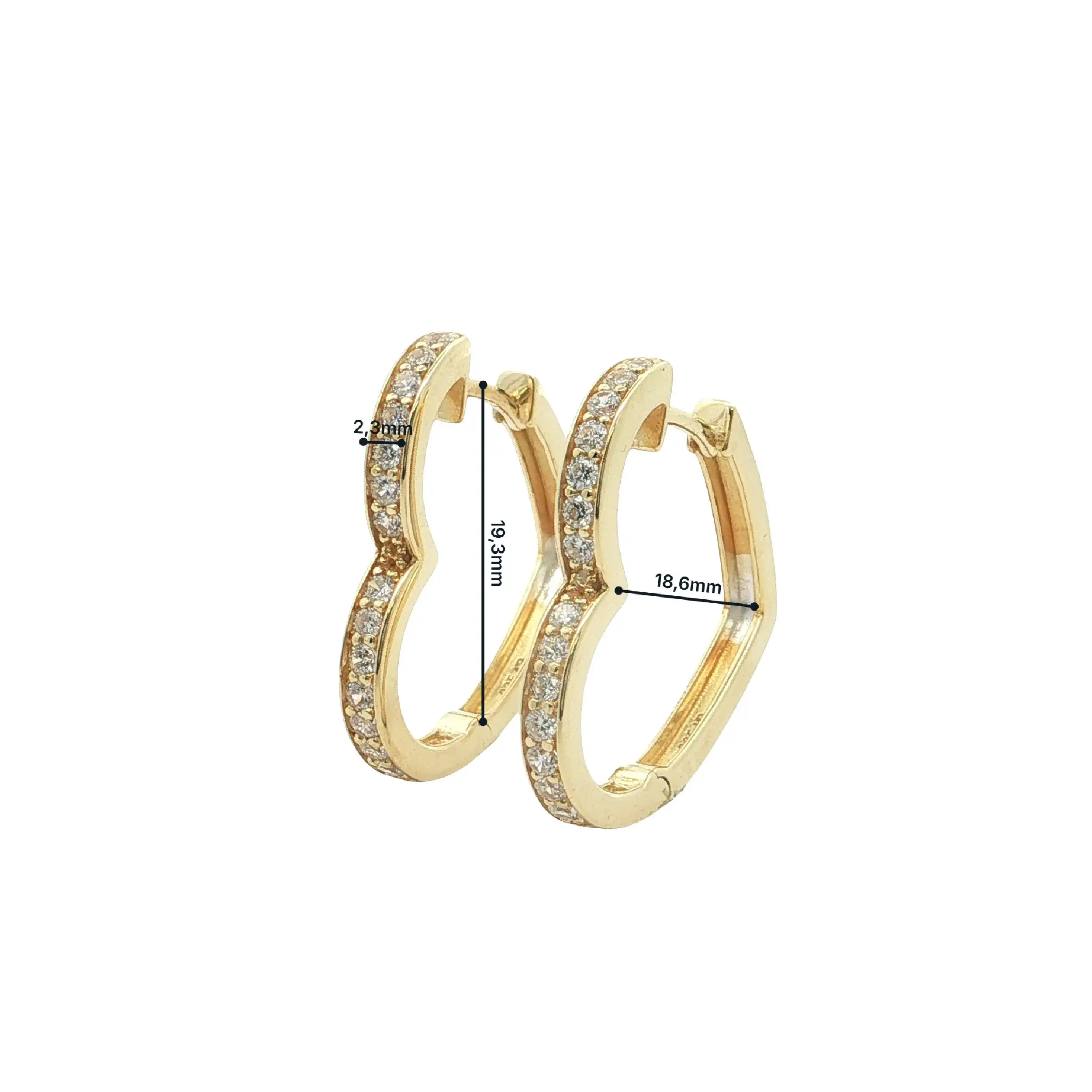 Silbercreolen Herz vergoldet mit Zirkonia Silbercreolen Herz vergoldet mit Zirkonia