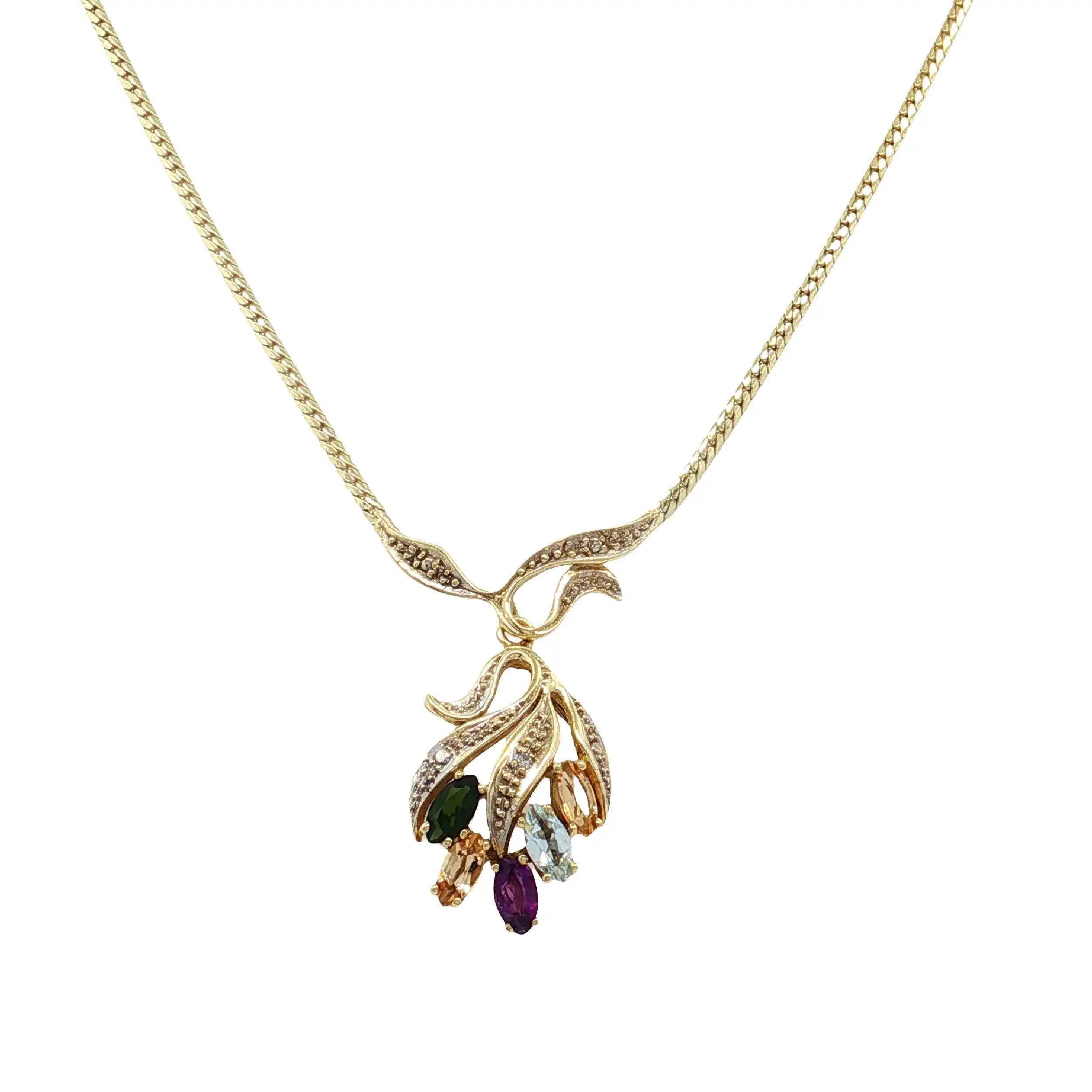 Collier Gelbgold mit bunten Farbsteinen