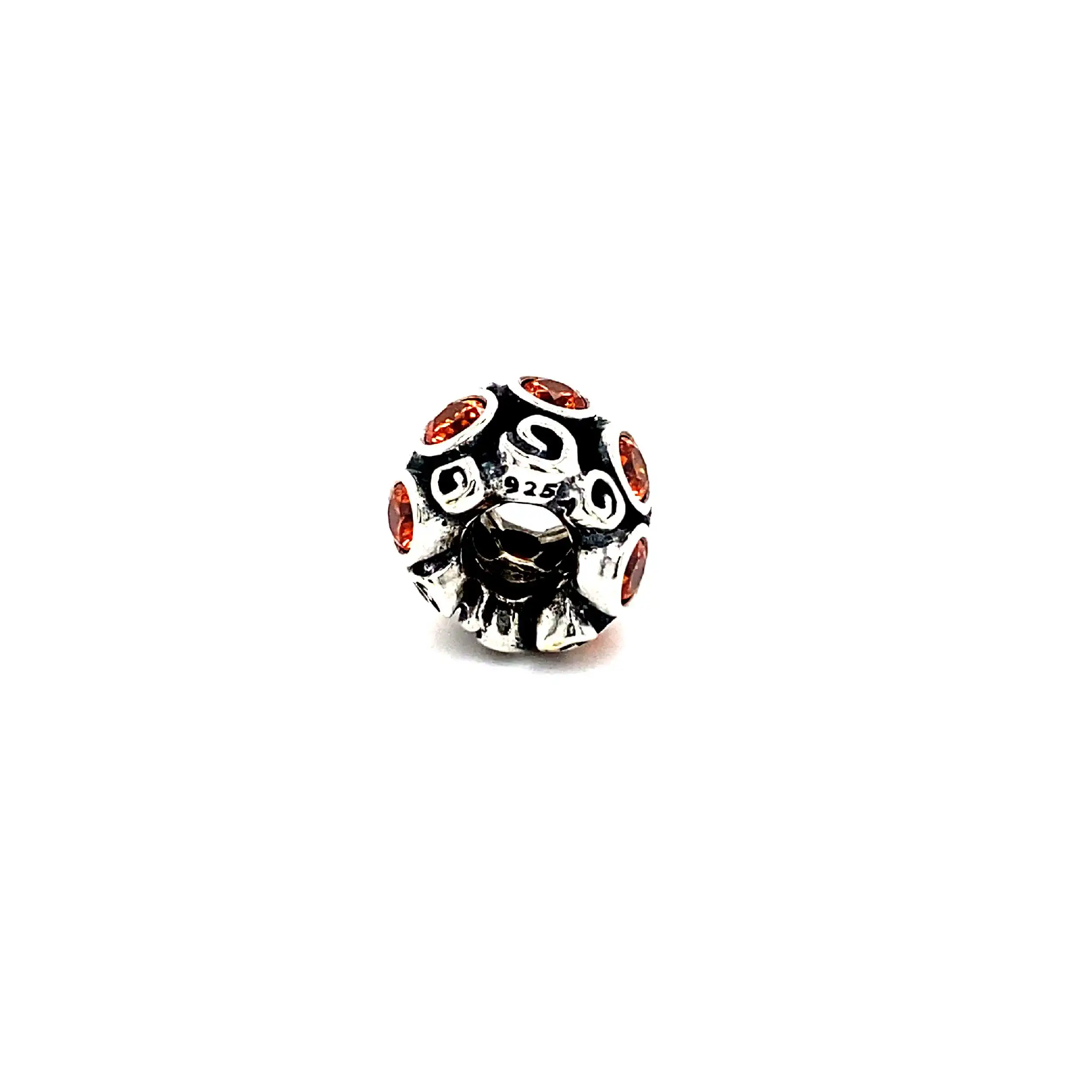 Silberanhänger Pandora Charm - Sternenwirbel mit orangenen Zirkonia