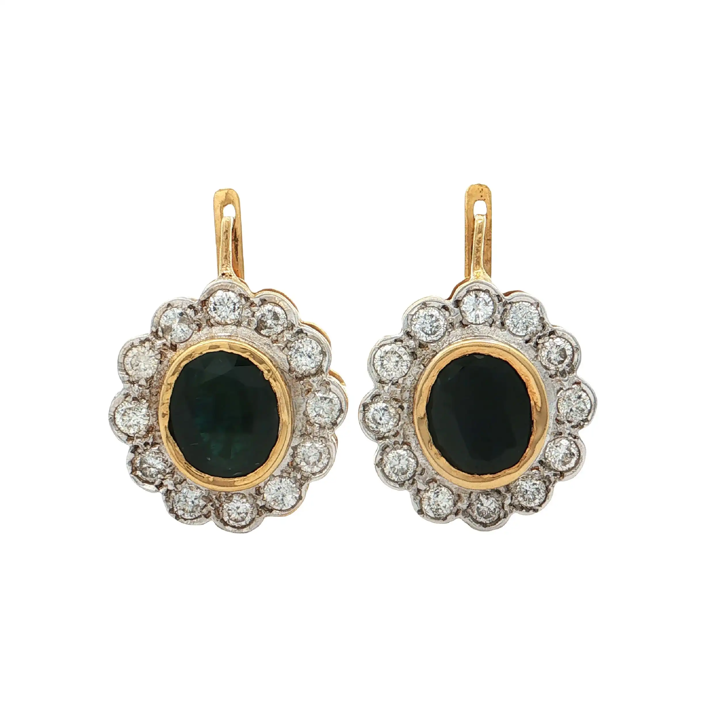 Ohrhänger Bicolor mit Saphiren und Brillanten Ohrhänger Bicolor mit Saphiren und Brillanten