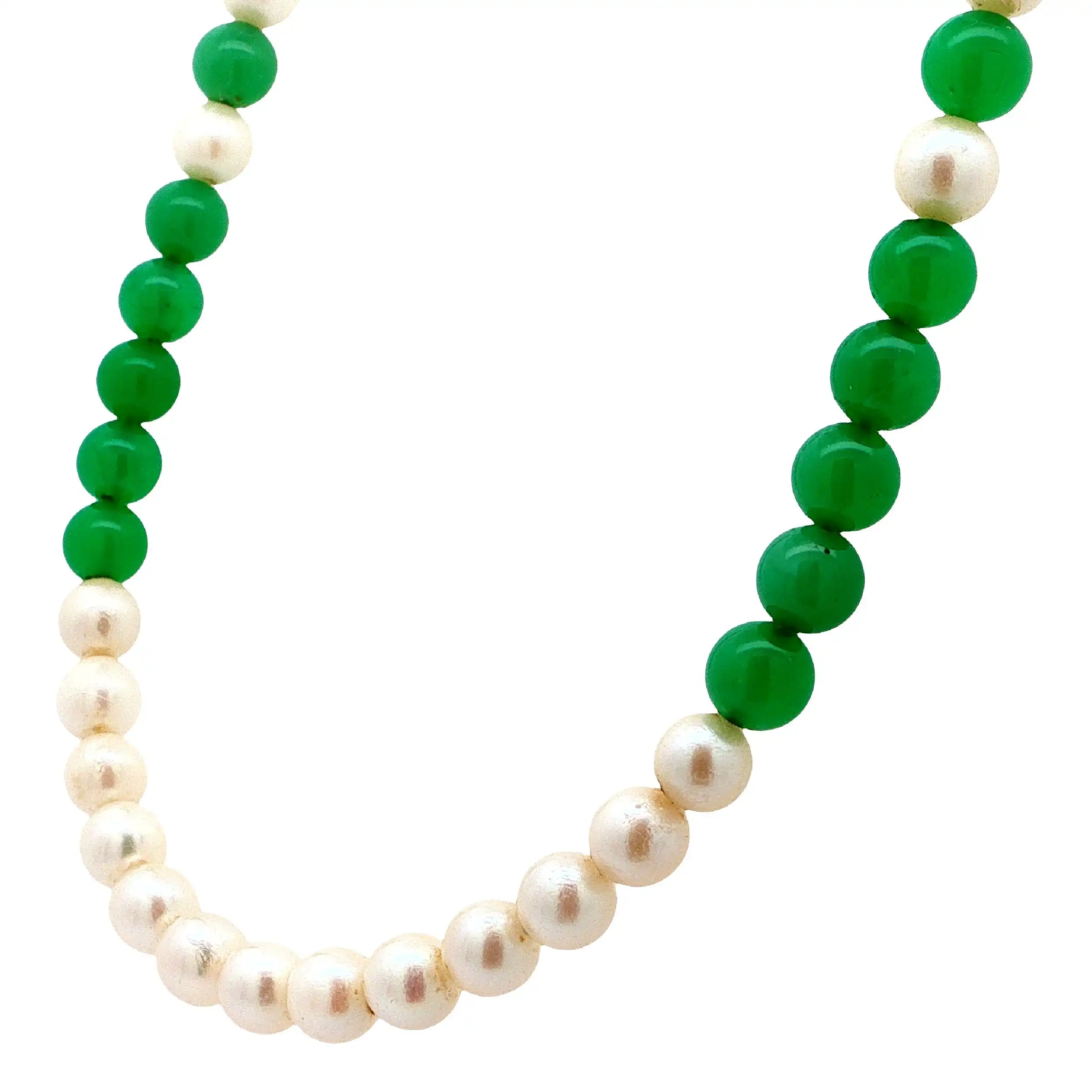 Perlenkette mit Chrysoprasperlen & Silberschließe Perlenkette mit Chrysoprasperlen & Silberschließe
