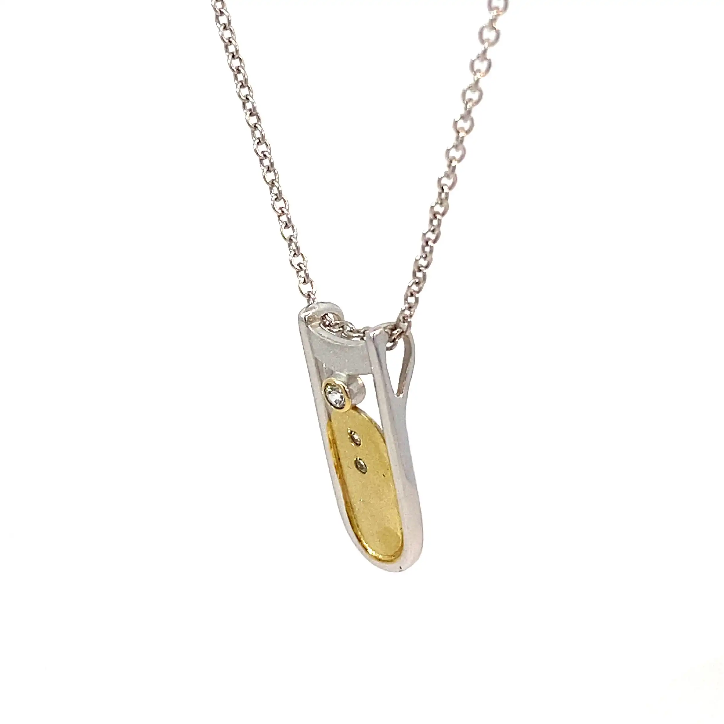 Ankerkette Weißgold mit Anhänger Bicolor mit Zirkonia