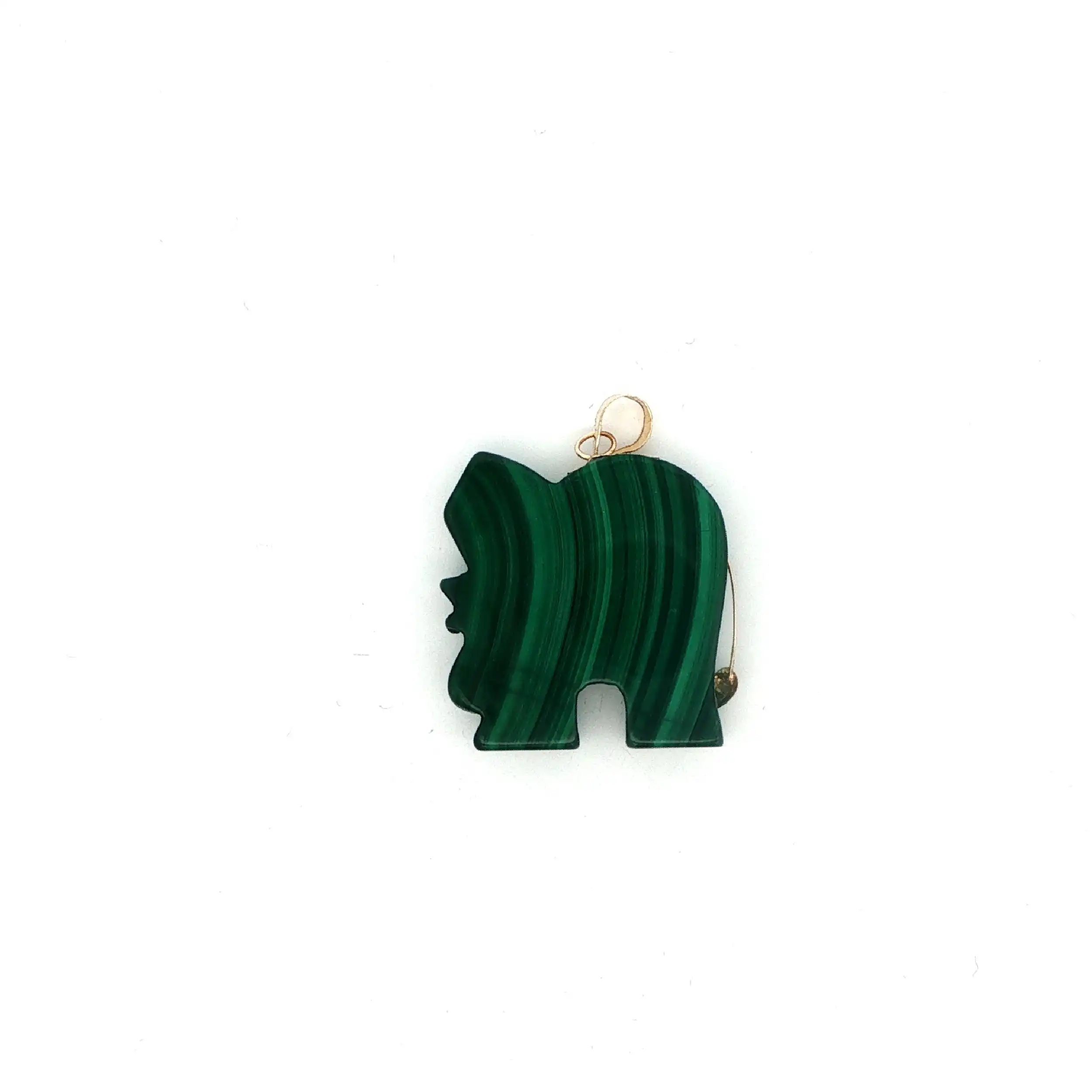 Anhänger Gelbgold Elefant aus Malachit