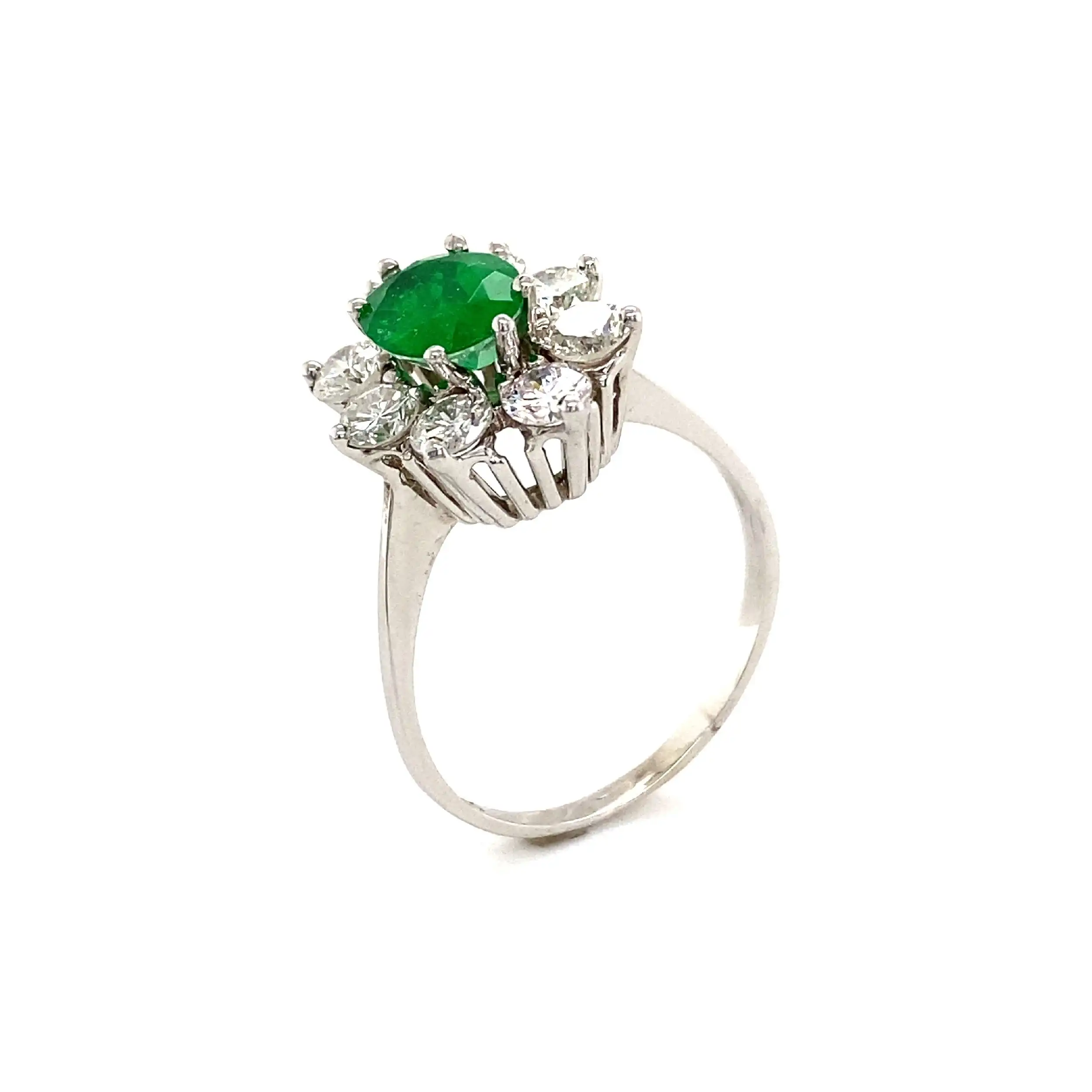 Ring Weißgold mit grüner Beryll-Triplette & Brillanten Ring Weißgold mit grüner Beryll-Triplette & Brillanten