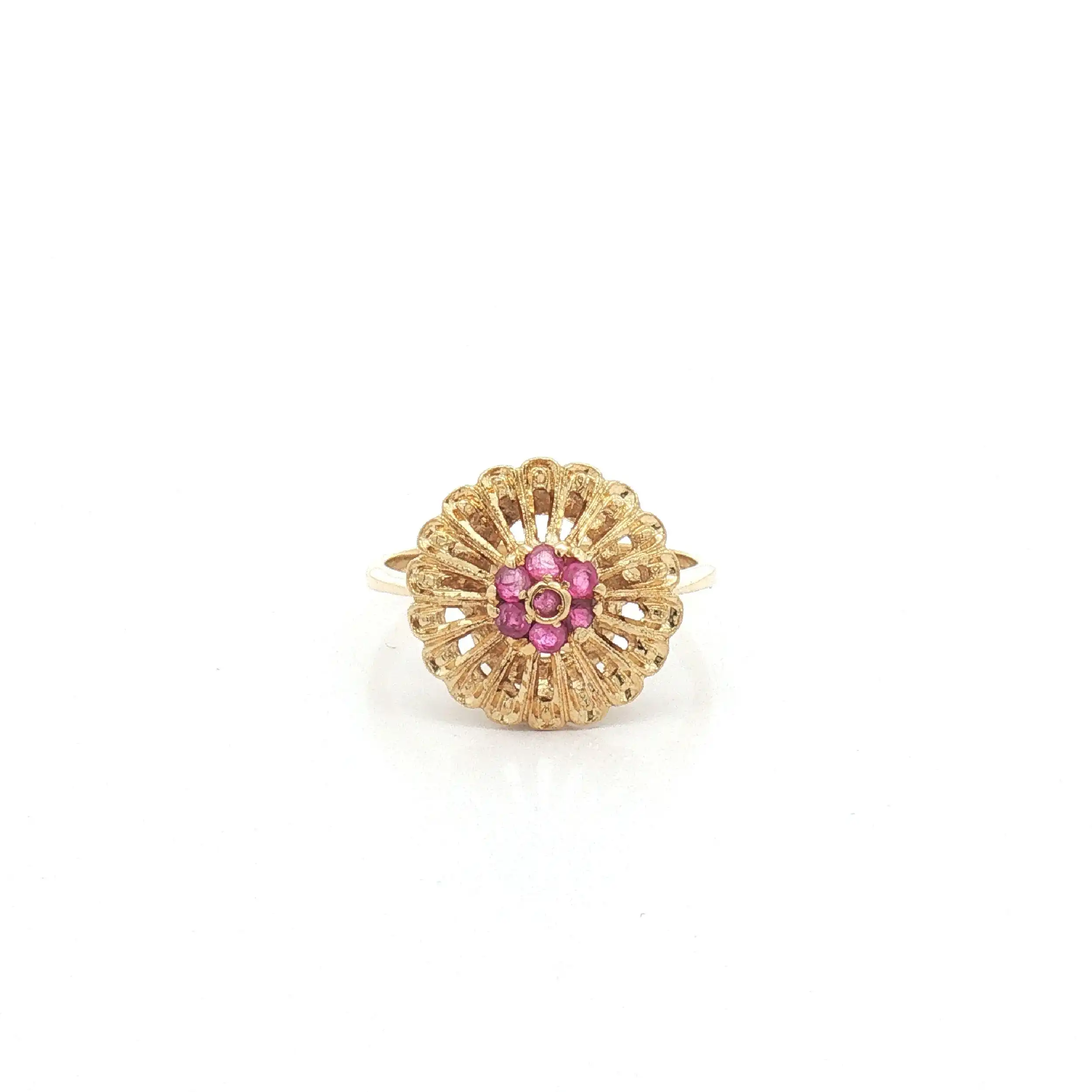 Ring Gelbgold rund mit rosa Farbsteinen