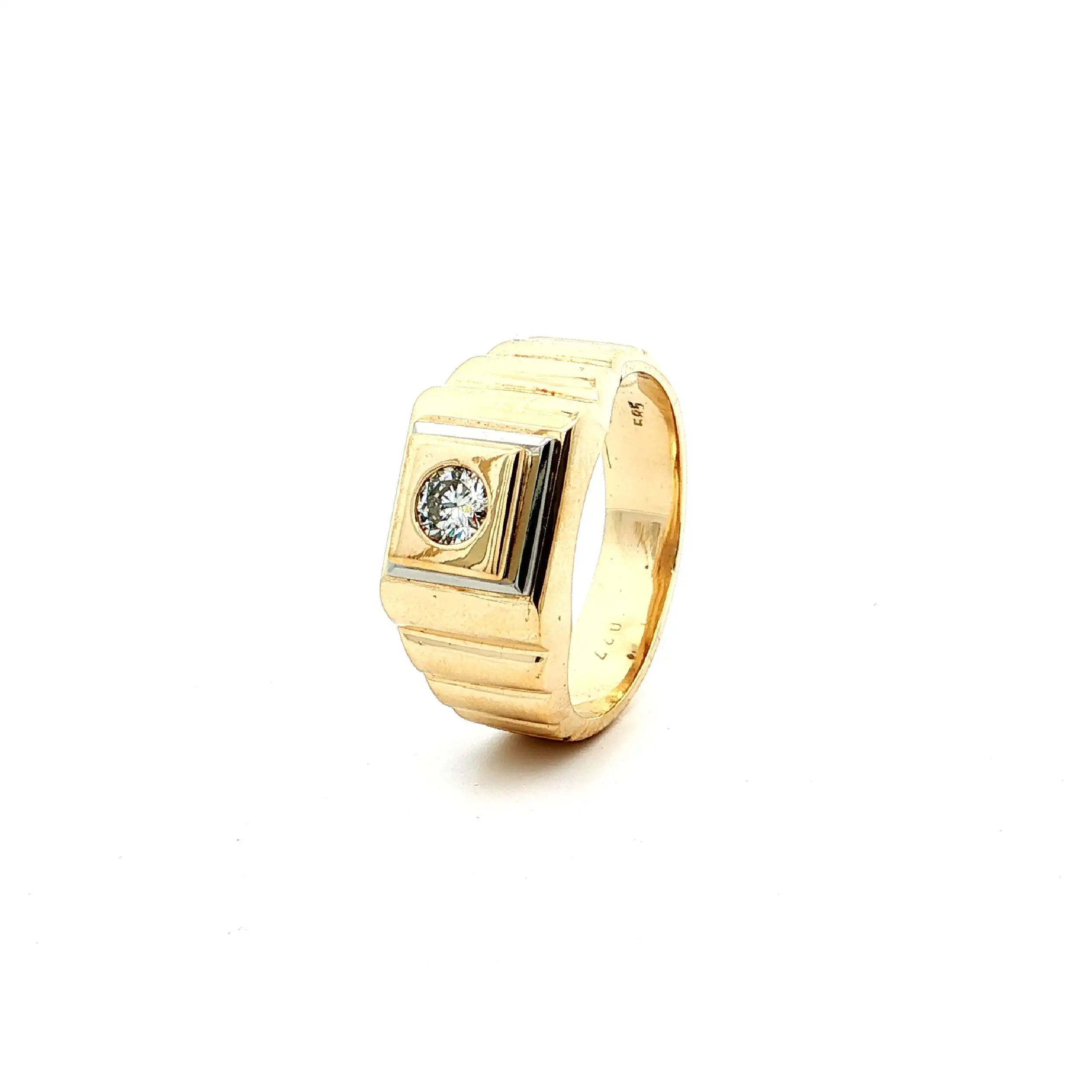 Ring Bicolor mit Brillant, graviert mit 0,27ct.