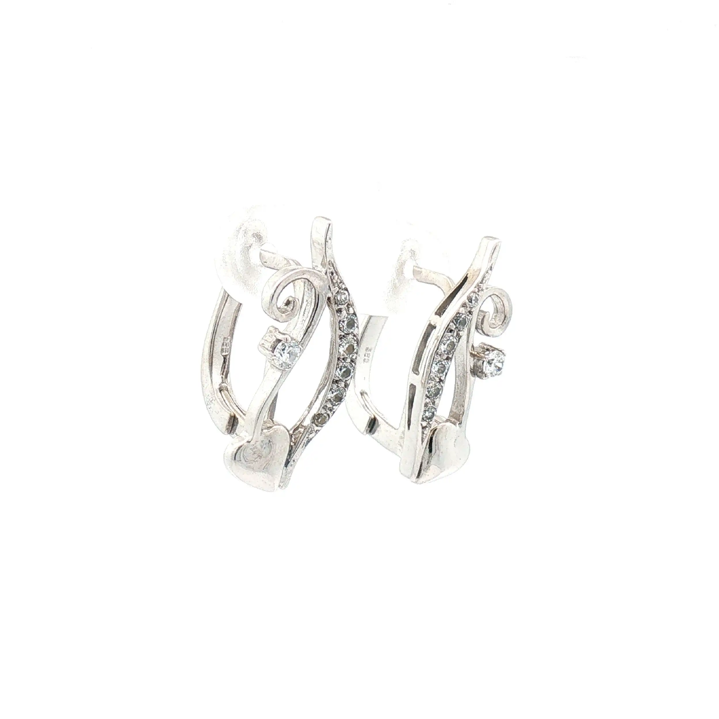 Ohrringe Weißgold mit Zirkonia und Herzen Ohrringe Weißgold mit Zirkonia und Herzen