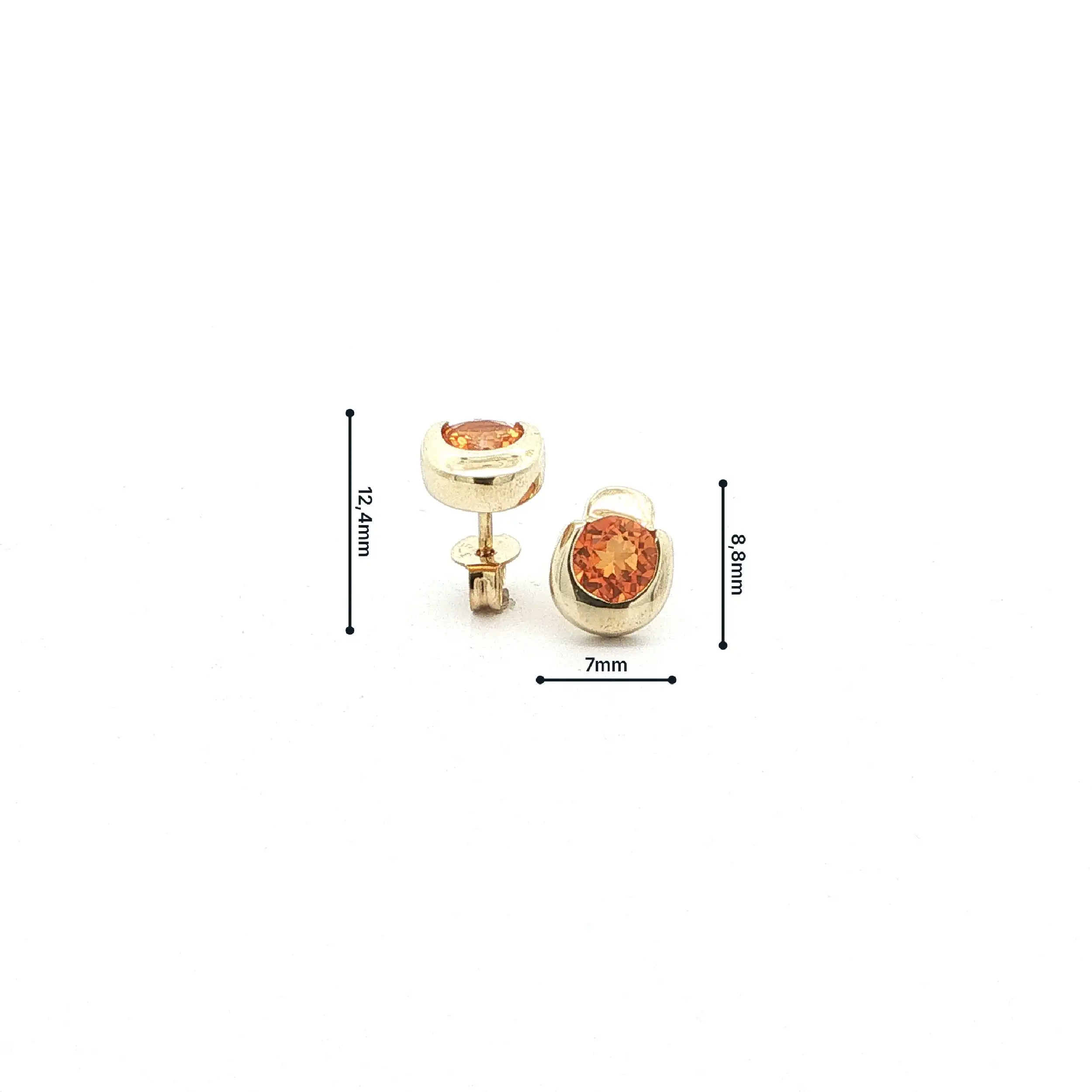Ohrstecker Gelbgold mit orangenem Farbstein Ohrstecker Gelbgold mit orangenem Farbstein