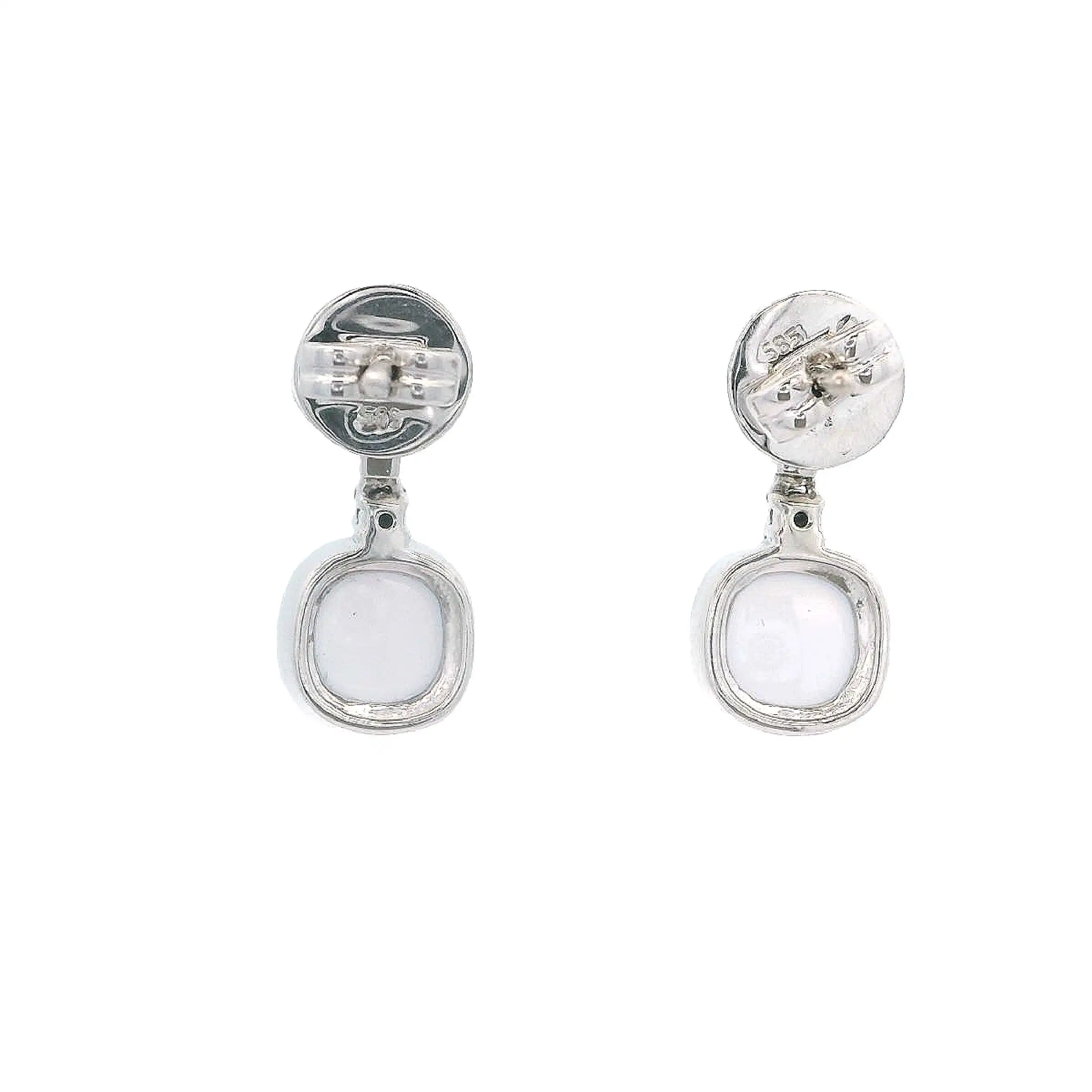 Ohrstecker mit Chalcedon Cabochon hellblau und Brillanten
