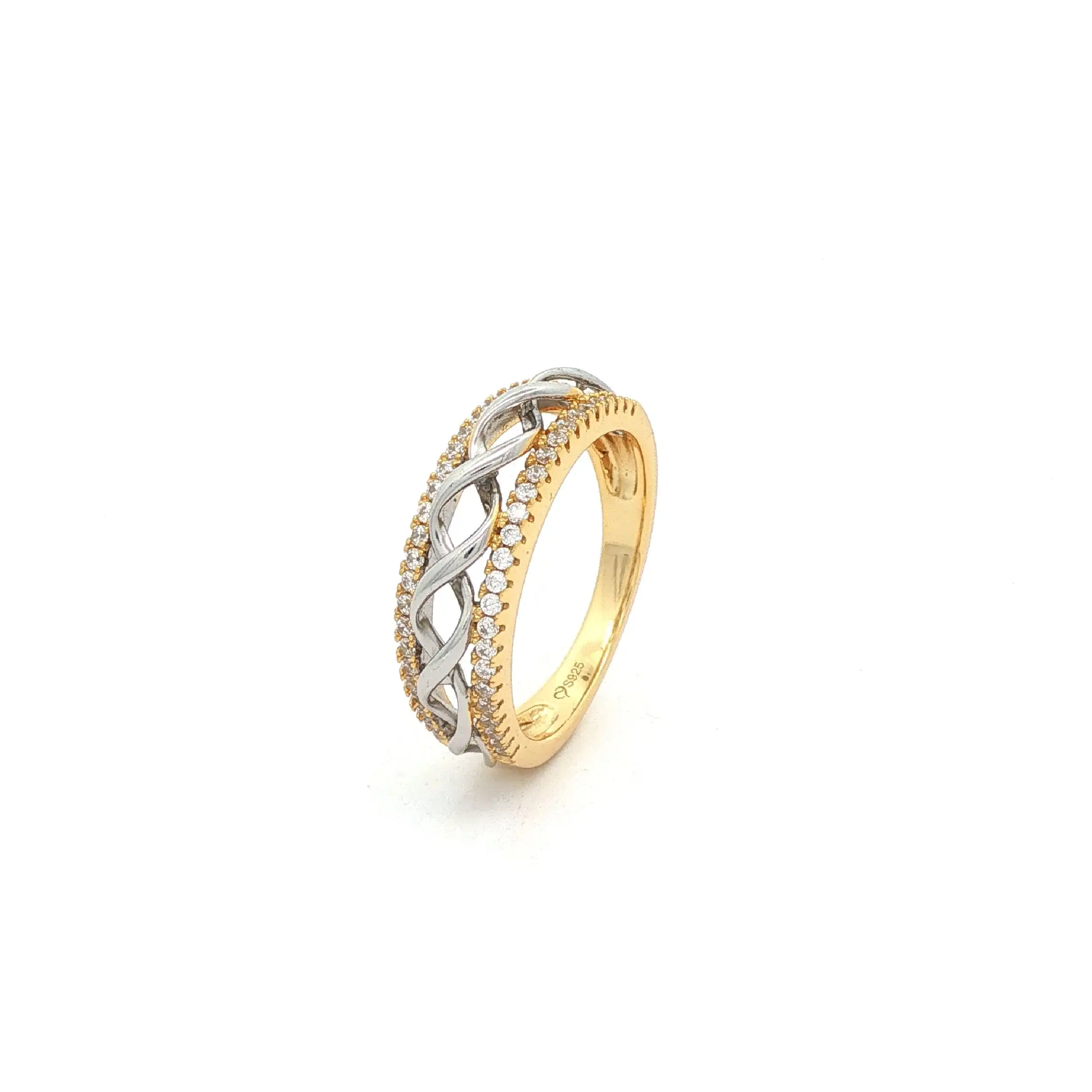 Ring Silber Bicolor vergoldet mit Zirkonia Ring Silber Bicolor vergoldet mit Zirkonia