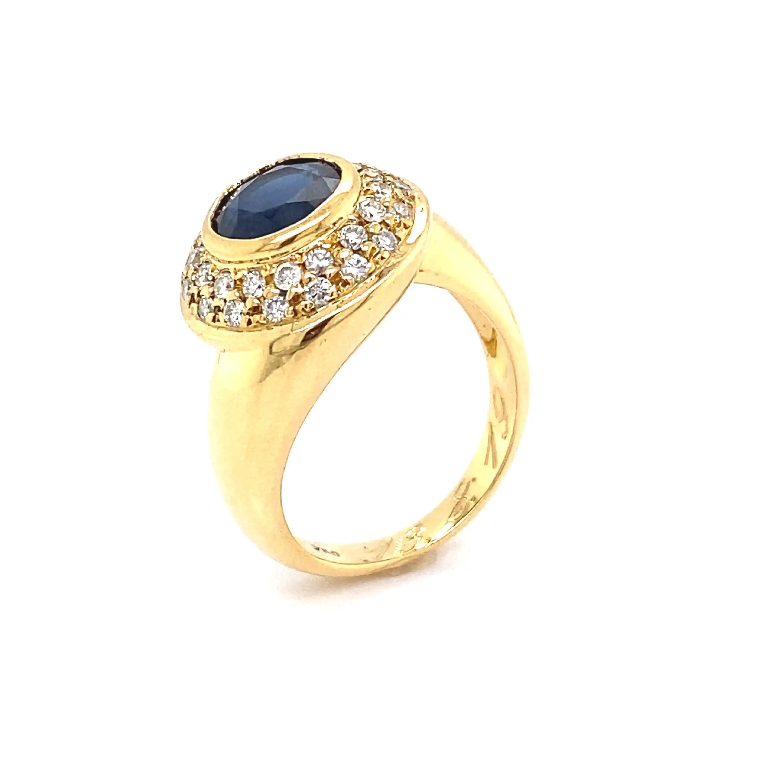 Ring Gelbgold mit Saphir und Brillanten, mit Expertise Ring Gelbgold mit Saphir und Brillanten, mit Expertise