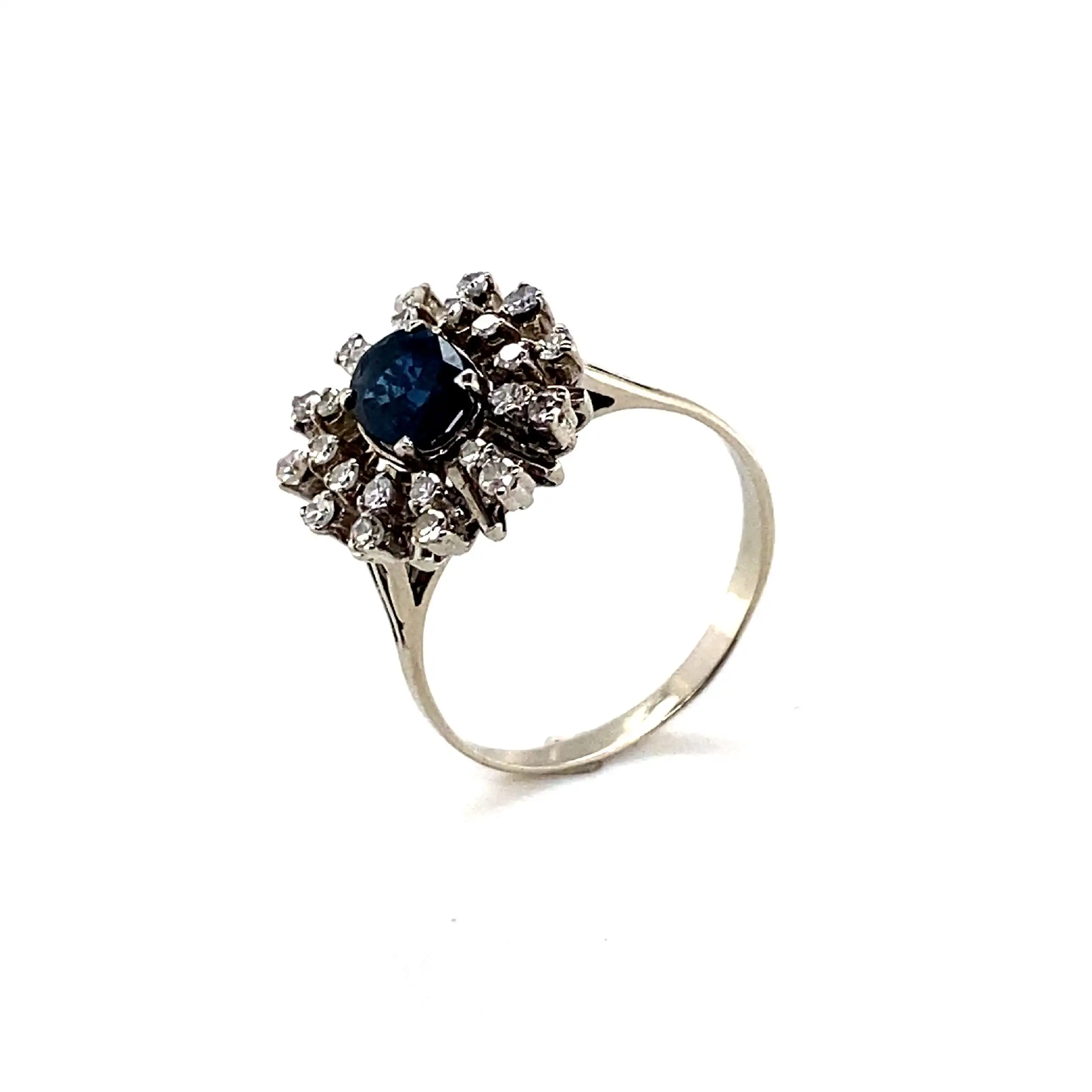 Ring Weißgold mit Diamanten und Saphir