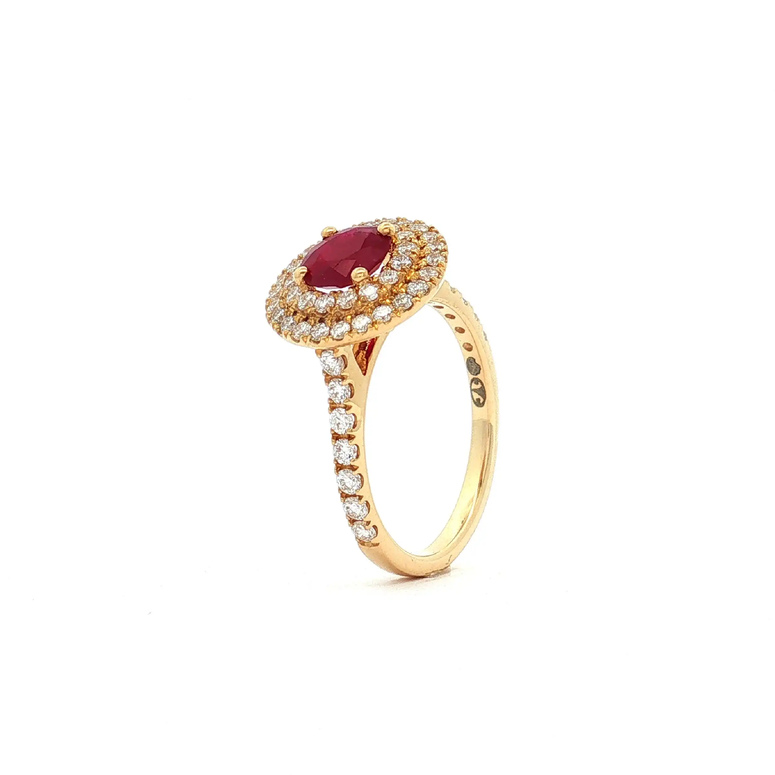 Ring Gelbgold mit Rubinen und Brillanten
