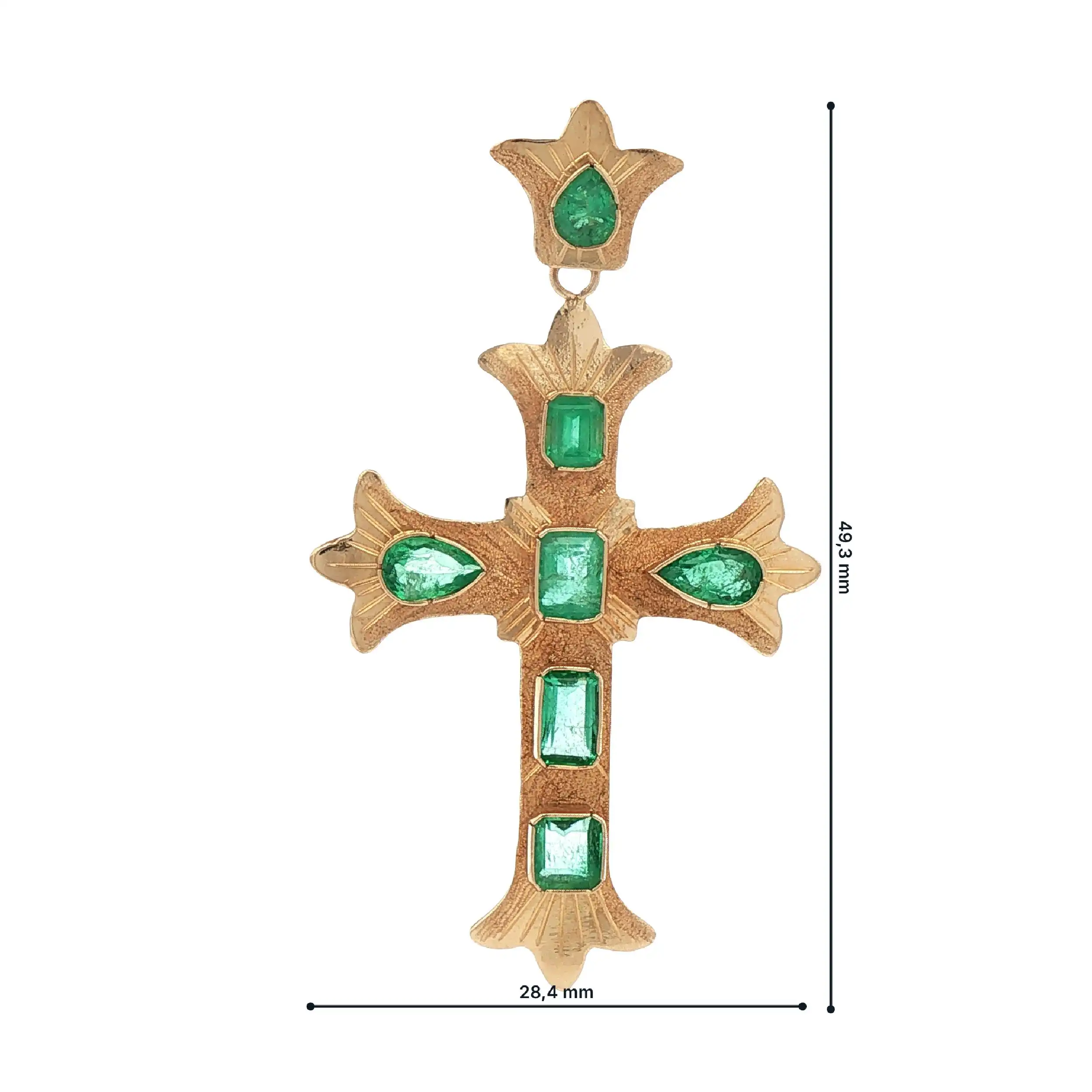 Anhänger Kreuz Gelbgold mit Smaragd Anhänger Kreuz Gelbgold mit Smaragd