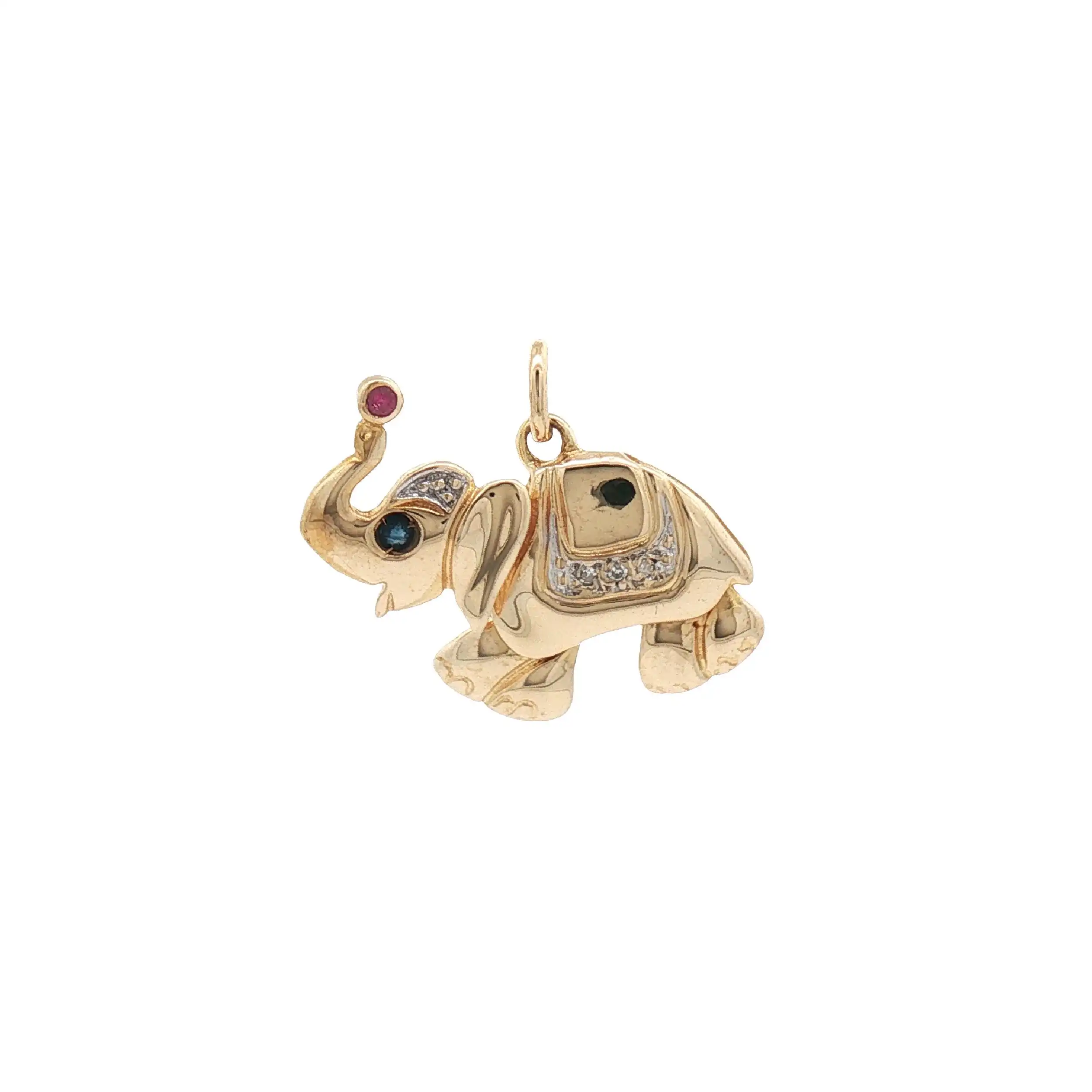 Anhänger Gelbgold Elefant mit Farbsteinen und Zirkonia Anhänger Gelbgold Elefant mit Farbsteinen und Zirkonia