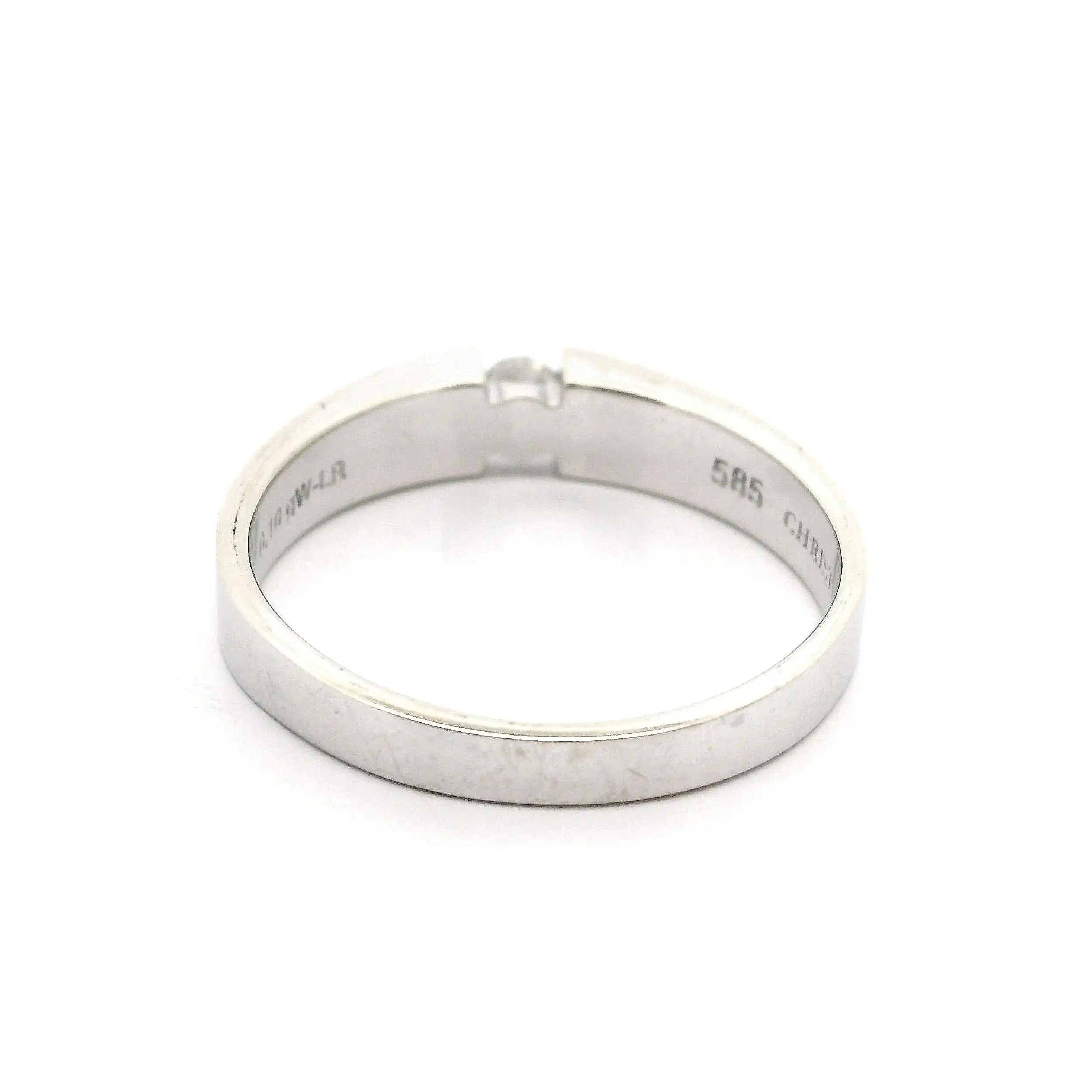 Ring Weißgold Christ mit Brillant Solitär, graviert mit 0,10ct