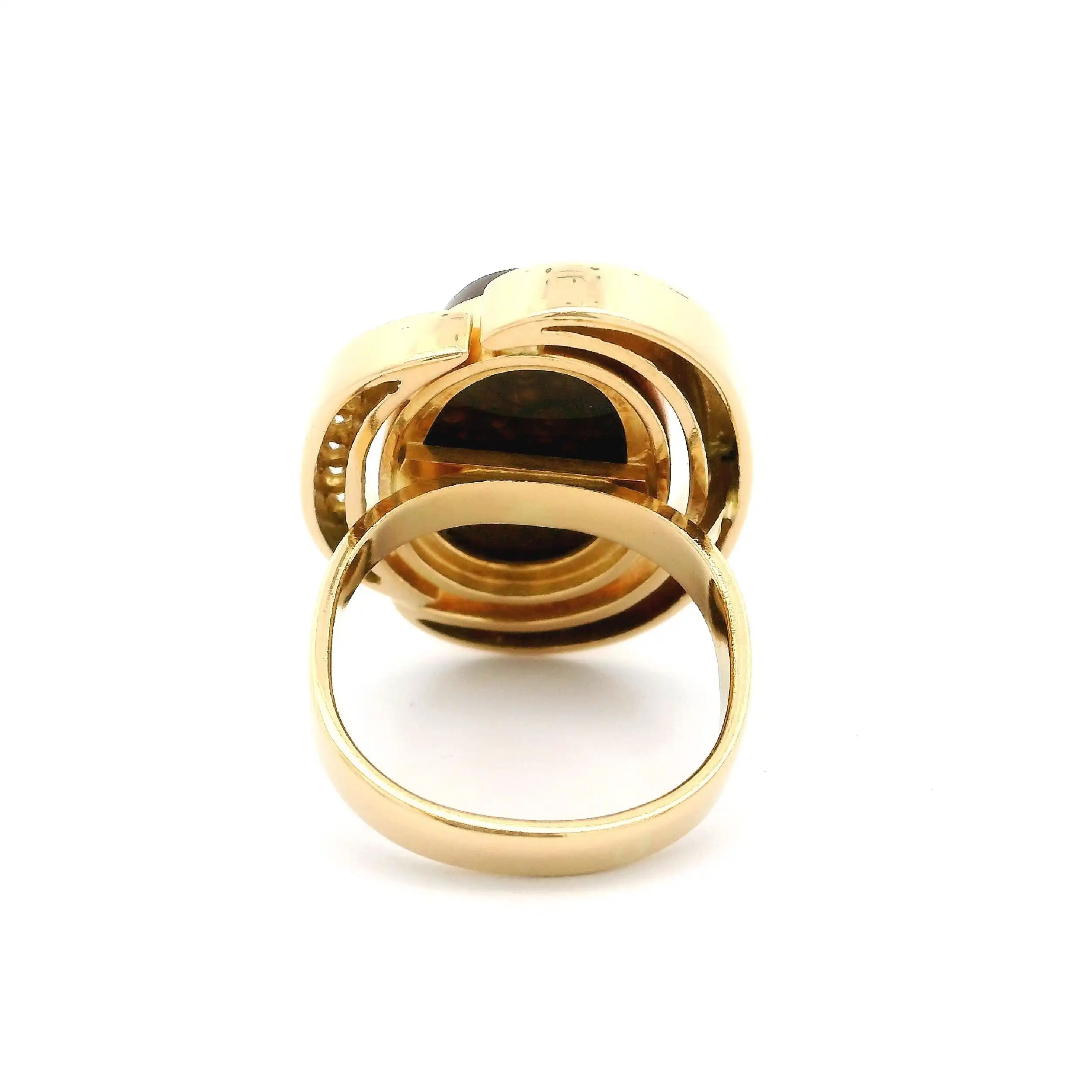 Ring Gelbgold mit braunem Farbstein & Brillanten